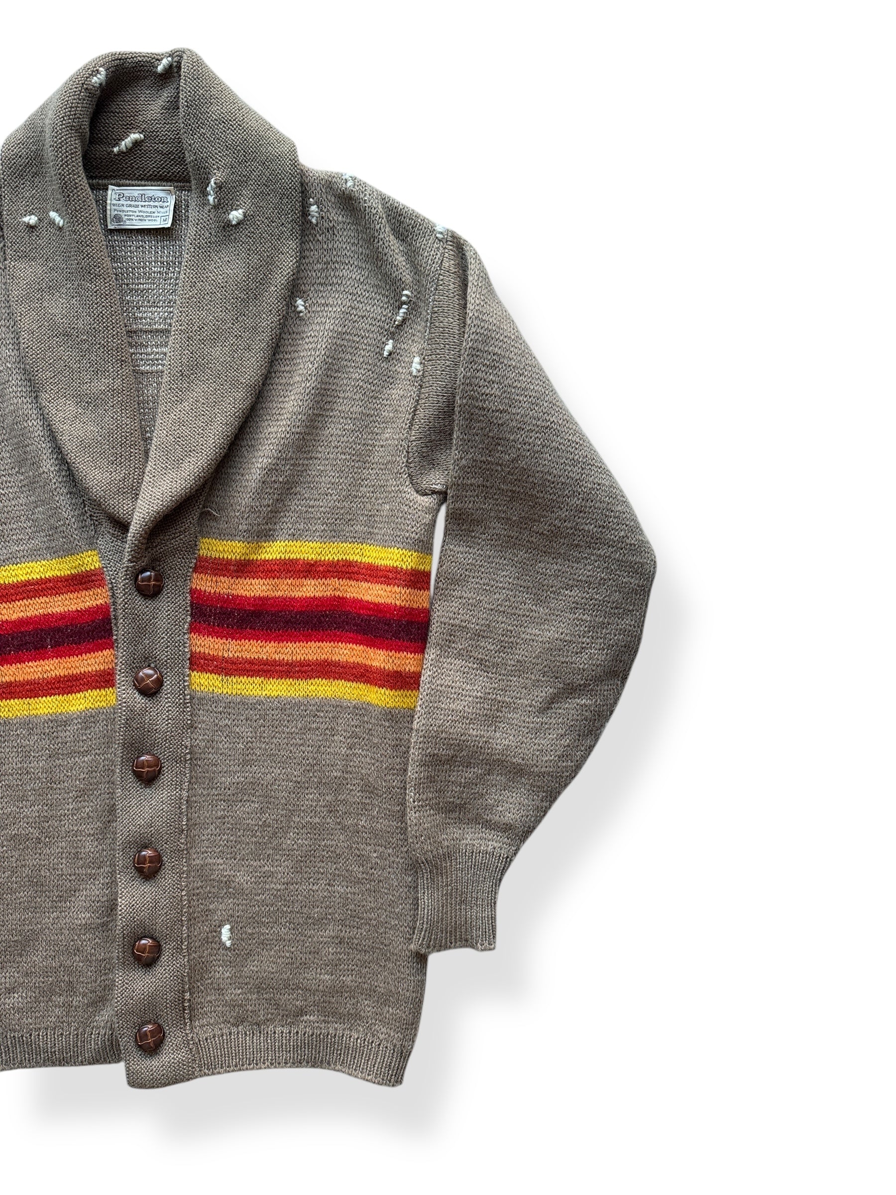 Front Left of Vintage Repaired Pendleton Western Wear Shawl Collar Sweater SZ M