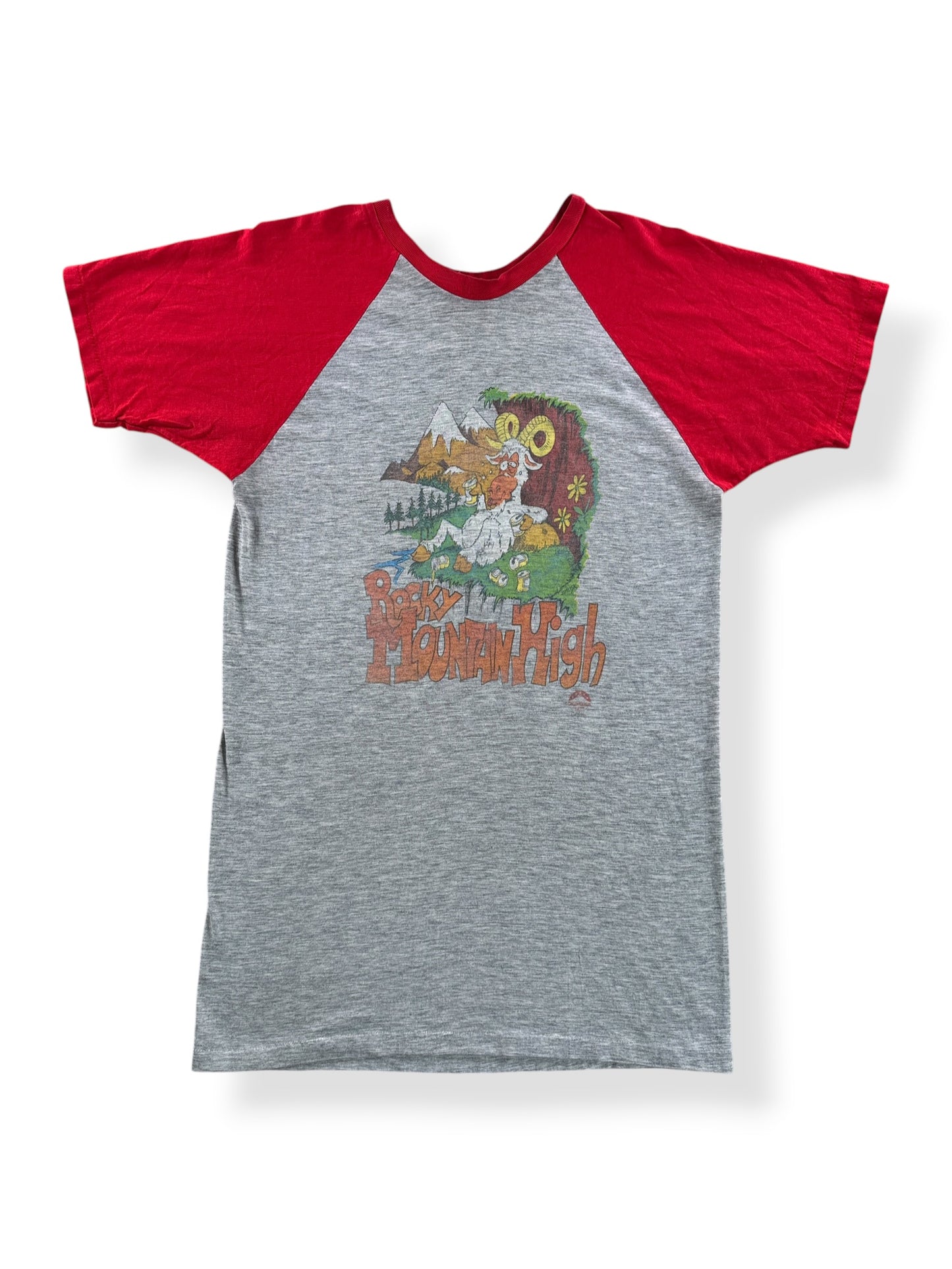 Front of Vintage 80s Rocky Mountain High Raglan Tee SZ XL (Fits M)