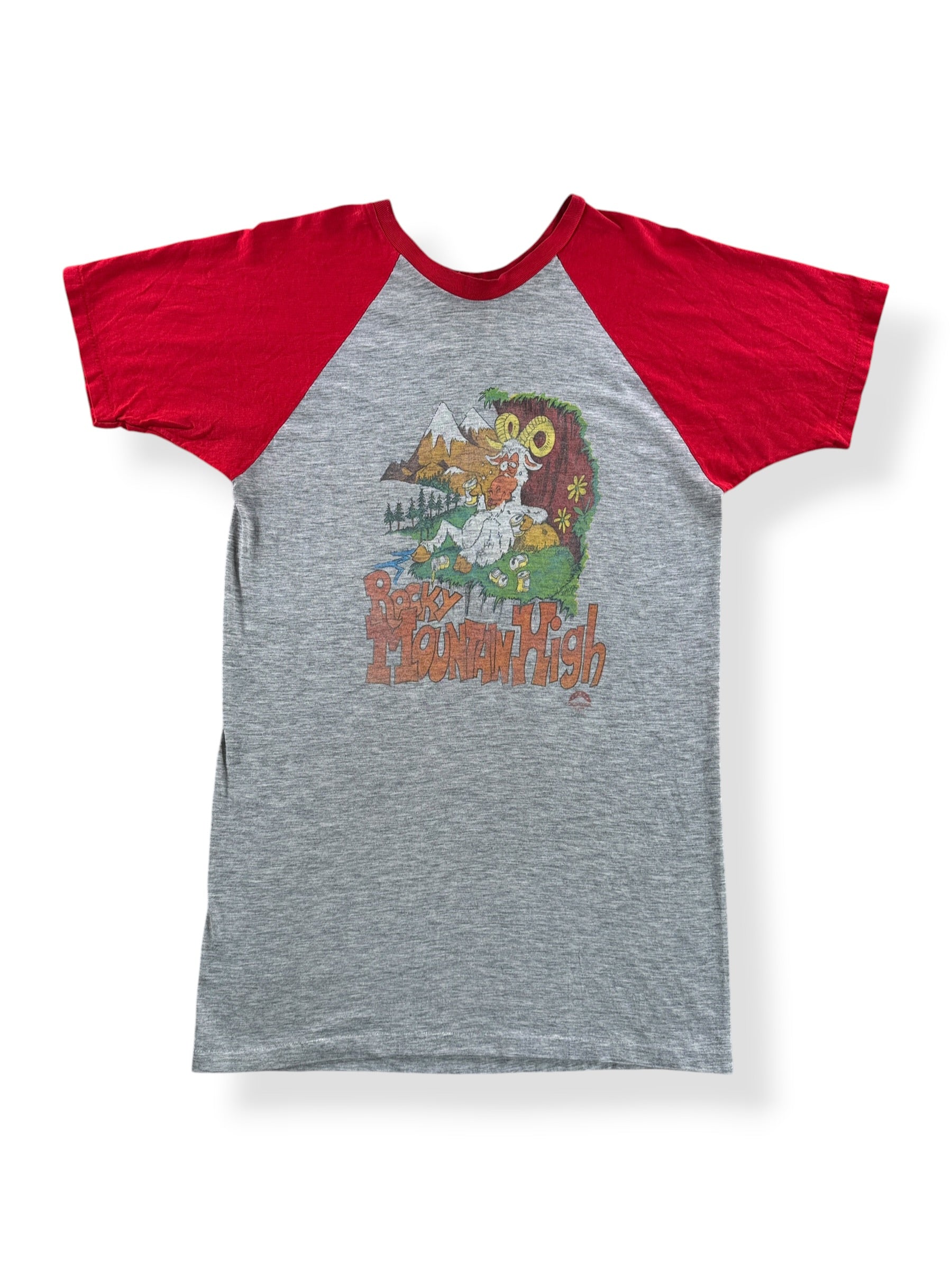Front of Vintage 80s Rocky Mountain High Raglan Tee SZ XL (Fits M)