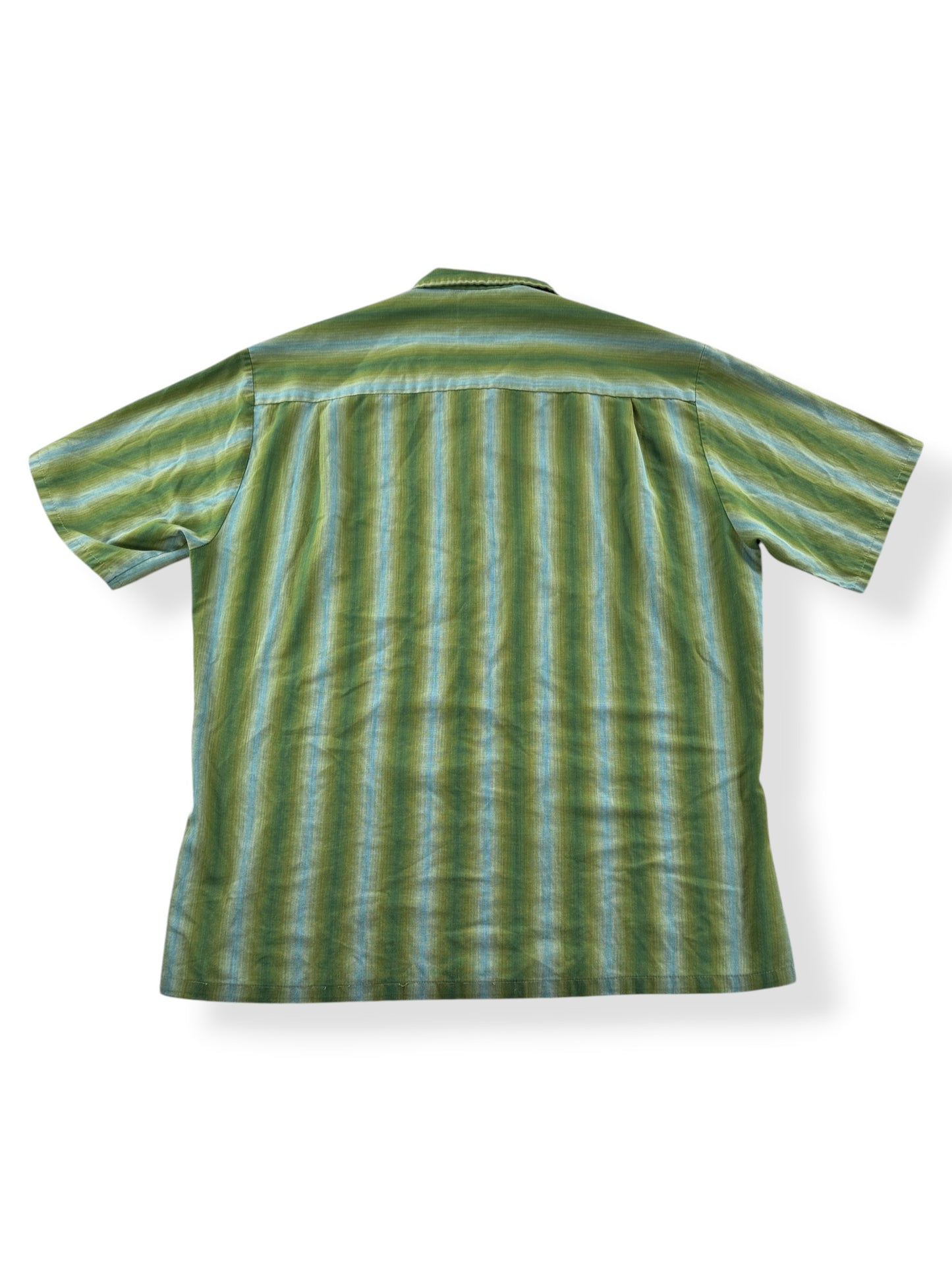 Back of Vintage Towncraft Ombre Stripe Loop Collar Shirt SZ M