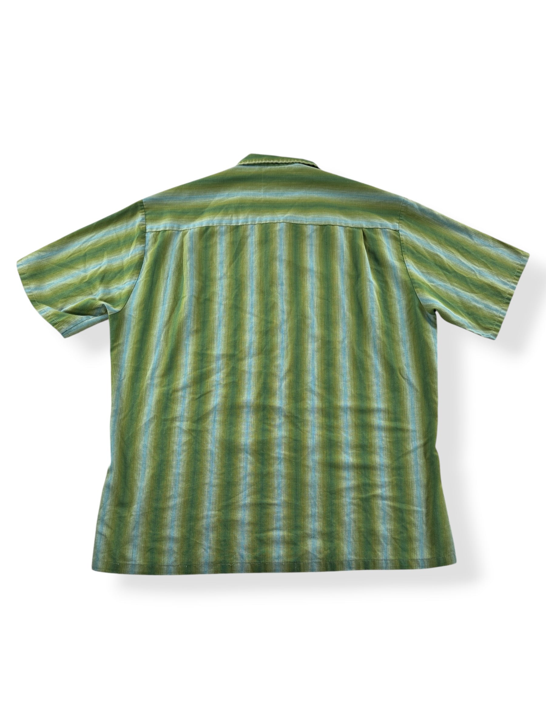 Back of Vintage Towncraft Ombre Stripe Loop Collar Shirt SZ M