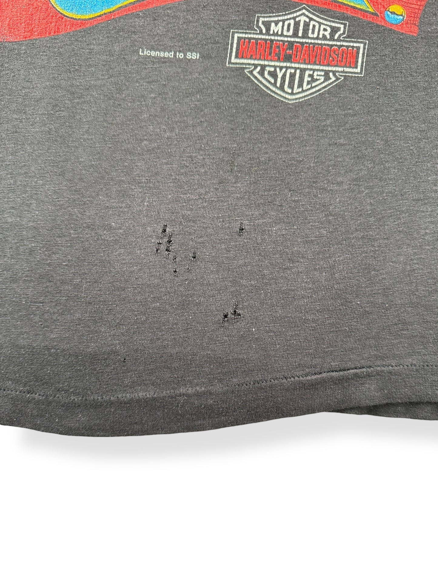 Holes on Vintage Born in the USA Harley Tee SZ L (Fits S)