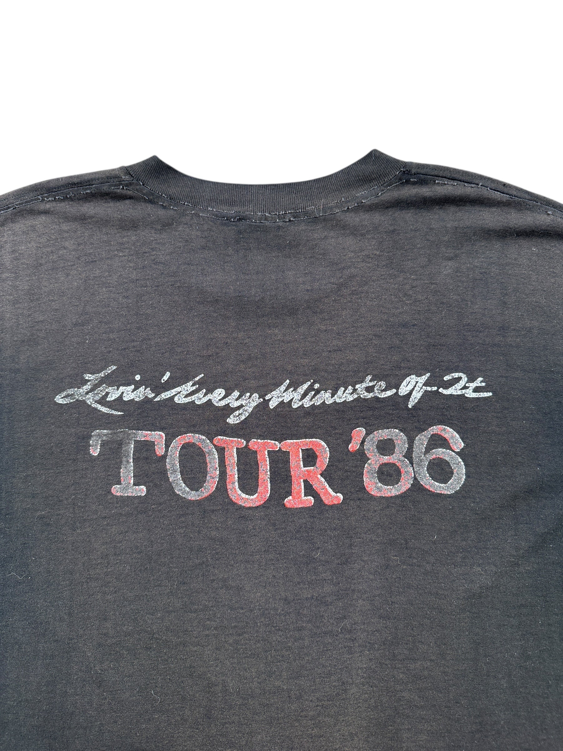 Back Graphic of Vintage Loverboy Lovin' Every Minute of It 1986 Tour Tee SZ XL