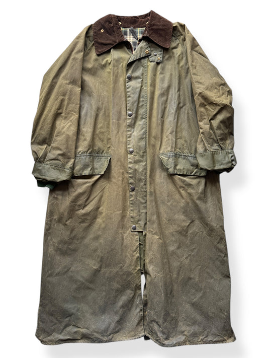 Front of Barbour Waxed Duster Coat SZ XL