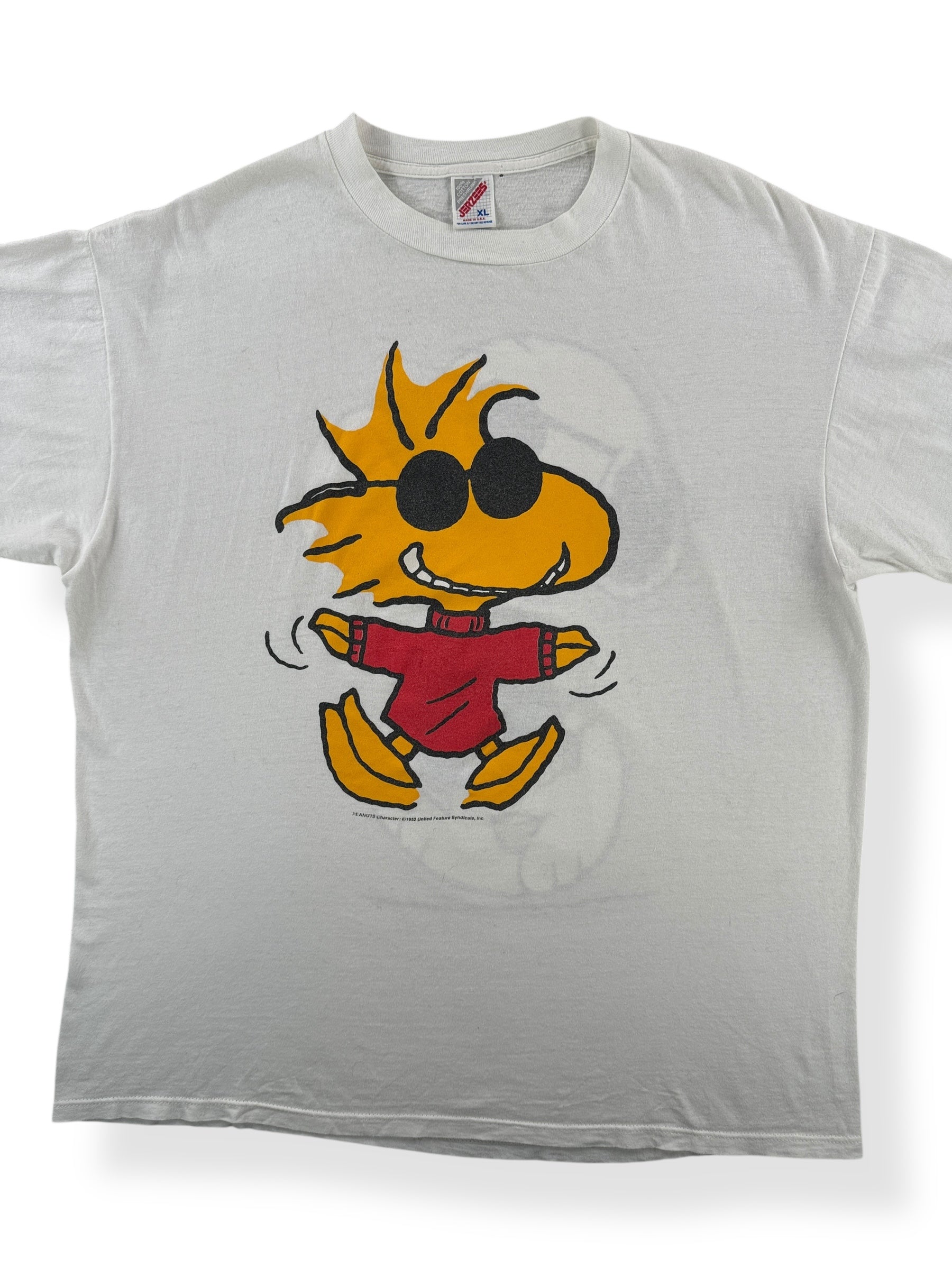 Front Close Up of Vintage Woodstock Joe Cool Snoopy Tee SZ XL
