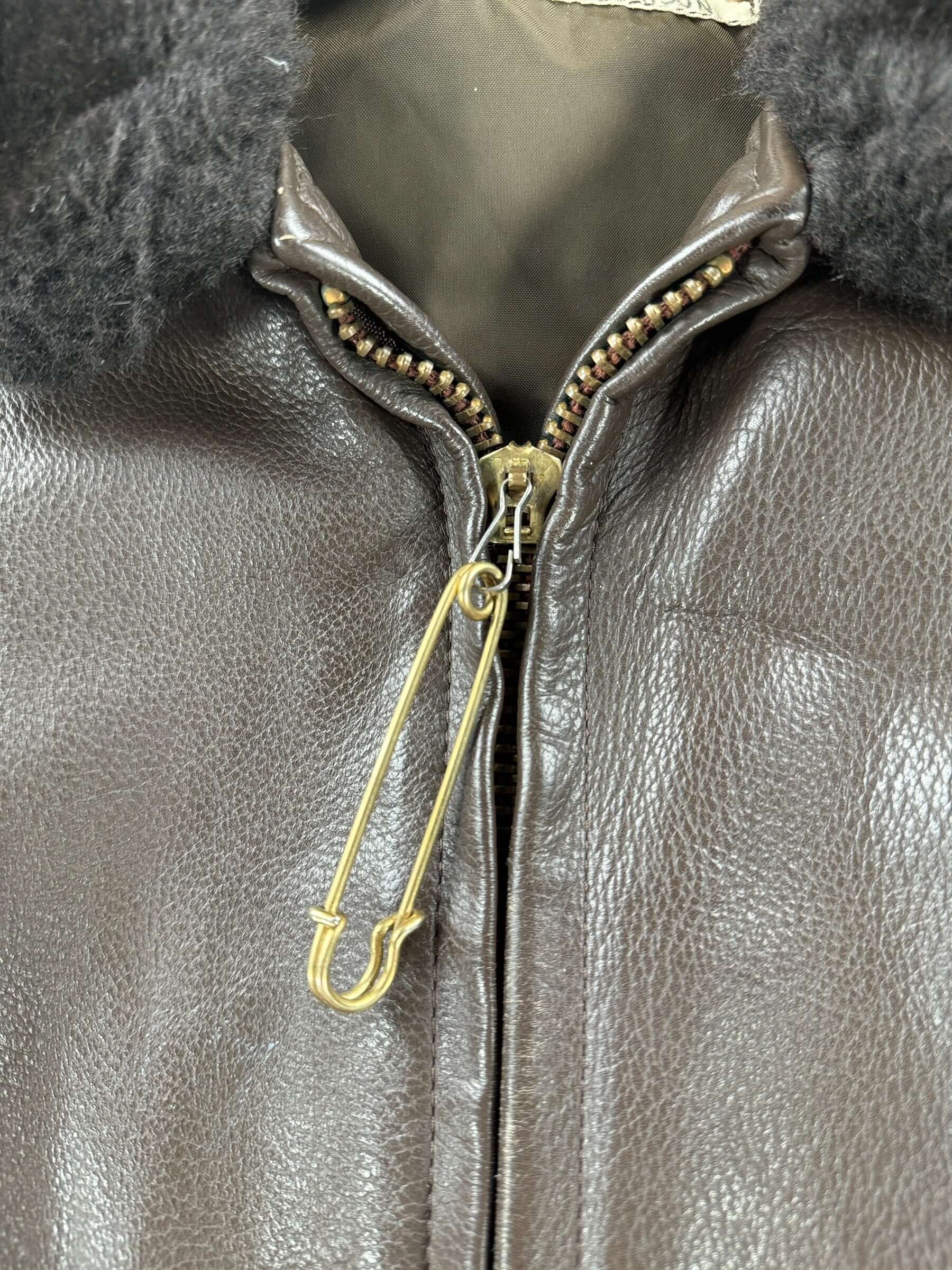 Zipper Pull on Vintage 1976 USN G-1 Leather Jacket SZ 44