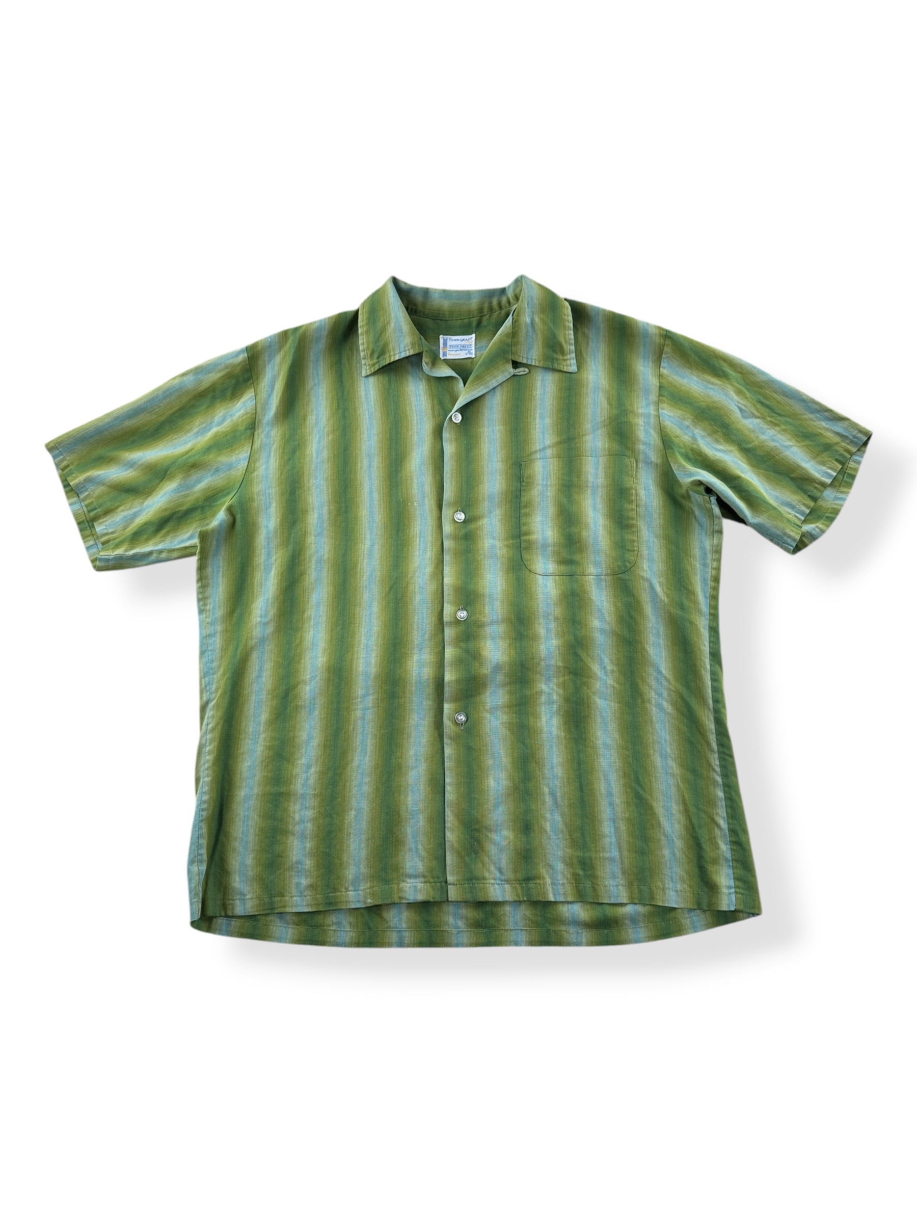 Front of Vintage Towncraft Ombre Stripe Loop Collar Shirt SZ M