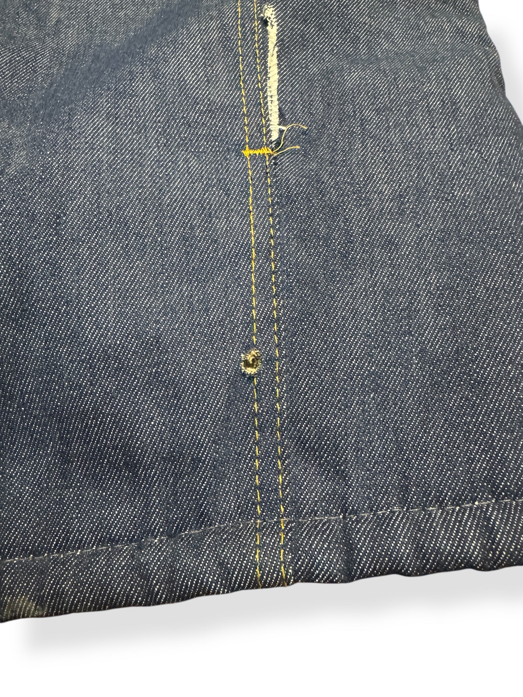 Hole on Vintage Roebucks Raw Denim Shearling Jacket SZ 46 XL