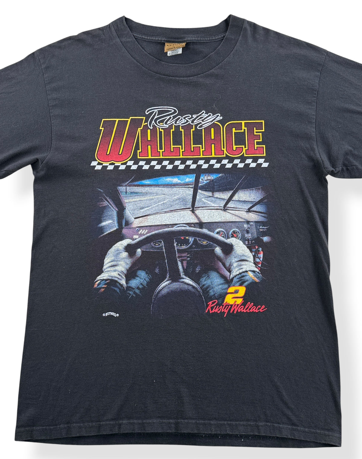 Close-up of Vintage Rusty Wallace Racing Tee SZ L