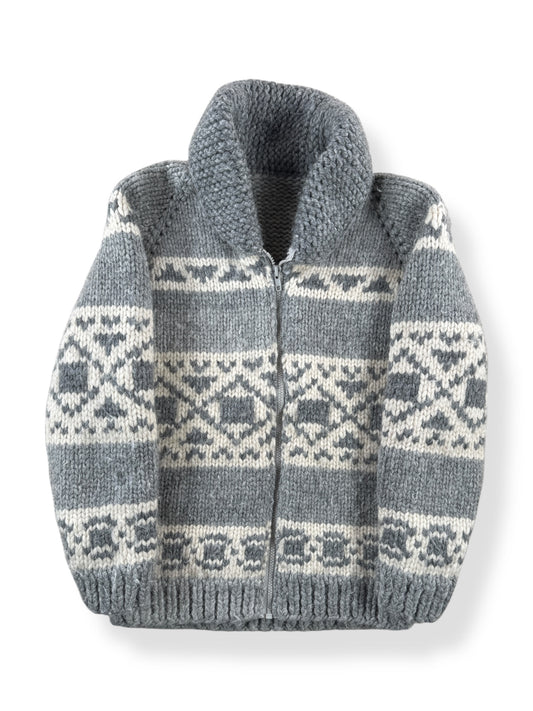 Front of Vintage Wool/Acrylic 90s Cowichan Style Sweater SZ XS