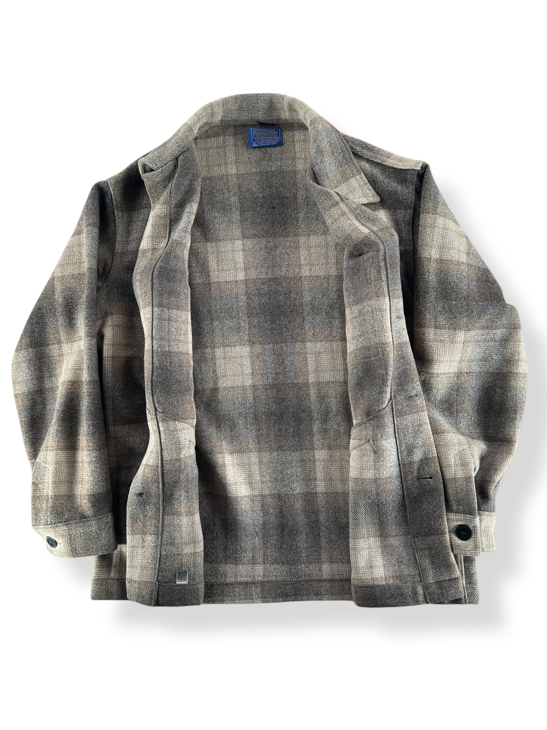 Inside of Vintage Pendleton Tan and Brown Jacket SZ L