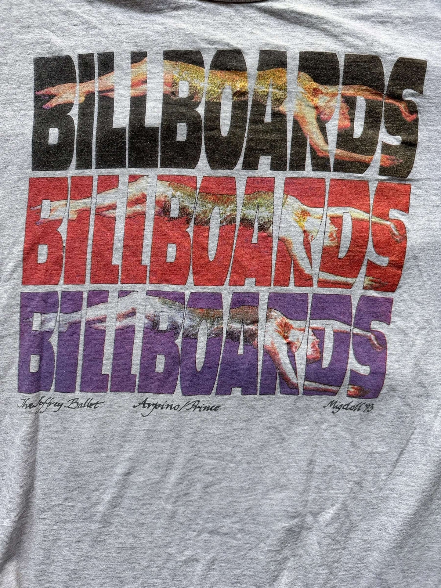 Front Graphic Close Up on Vintage Billboards Joffrey Ballet Prince Tee SZ XL