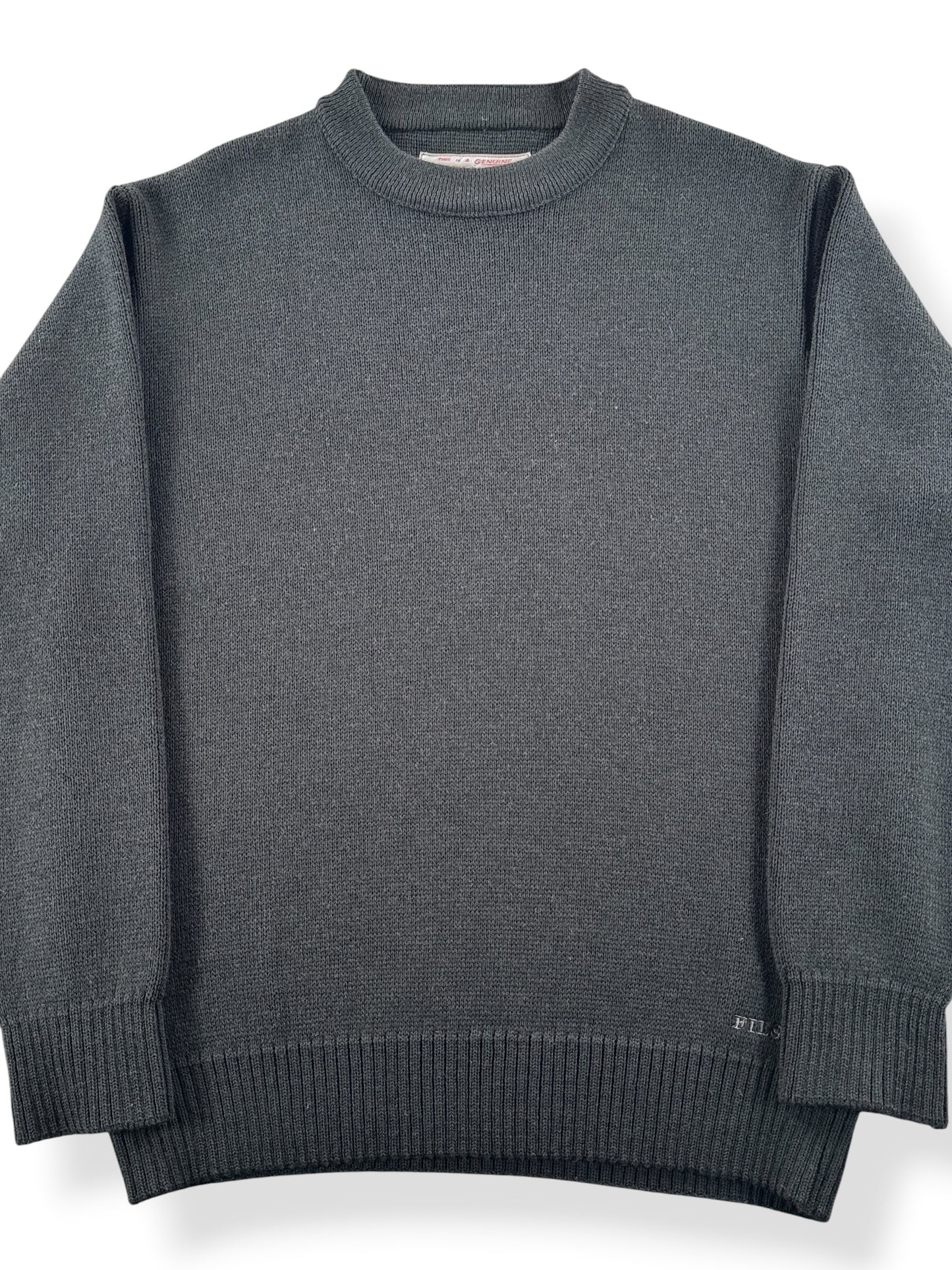 Front Close Up of Filson Dark Timber Crewneck Guide Sweater SZ L