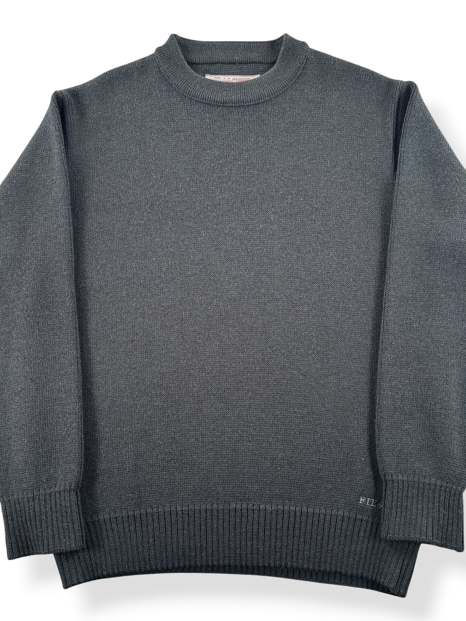 Front Close Up of Filson Dark Timber Crewneck Guide Sweater SZ L