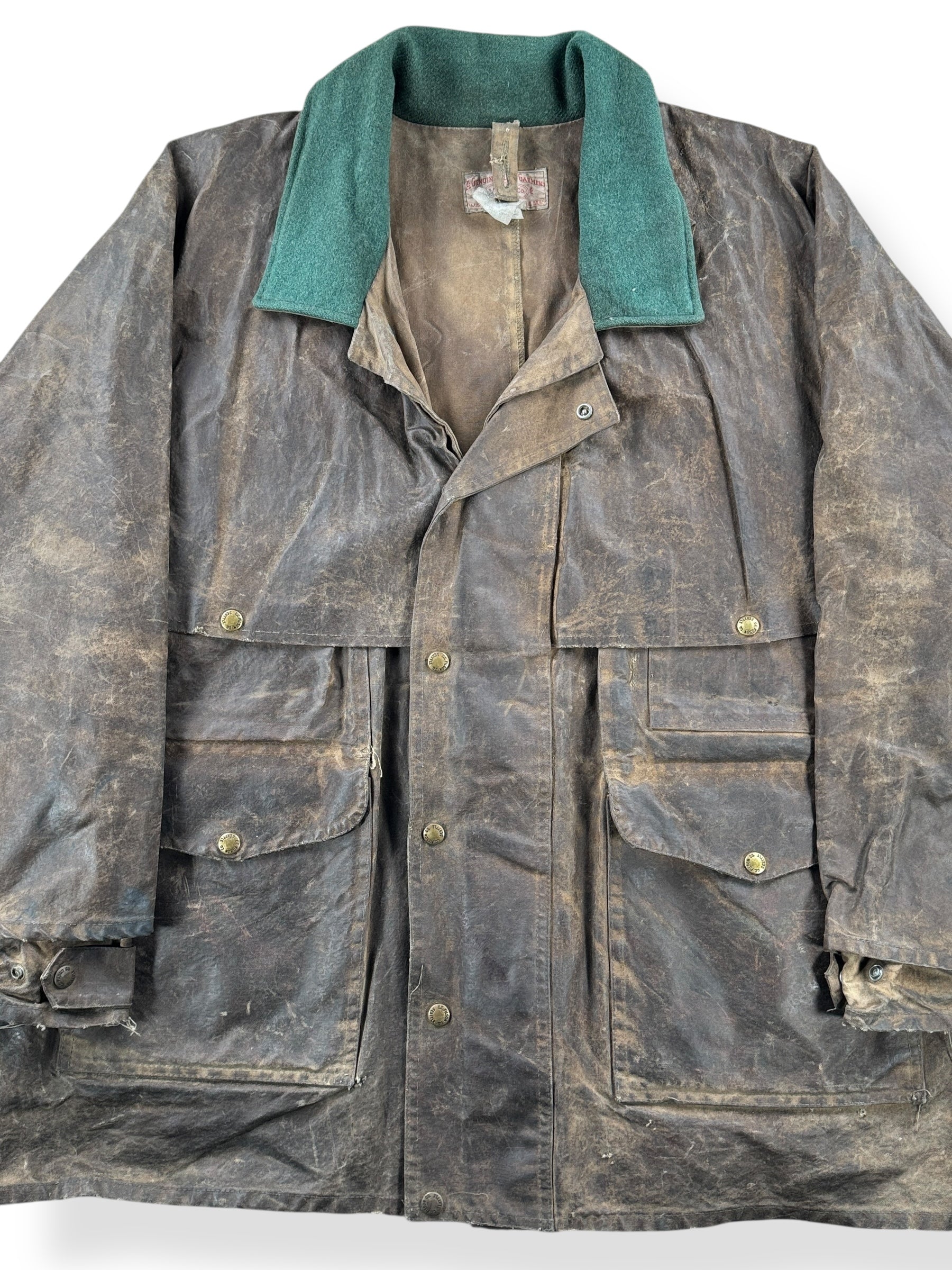 Front Close Up of Vintage Filson Tin Cloth Packer Jacket SZ 46