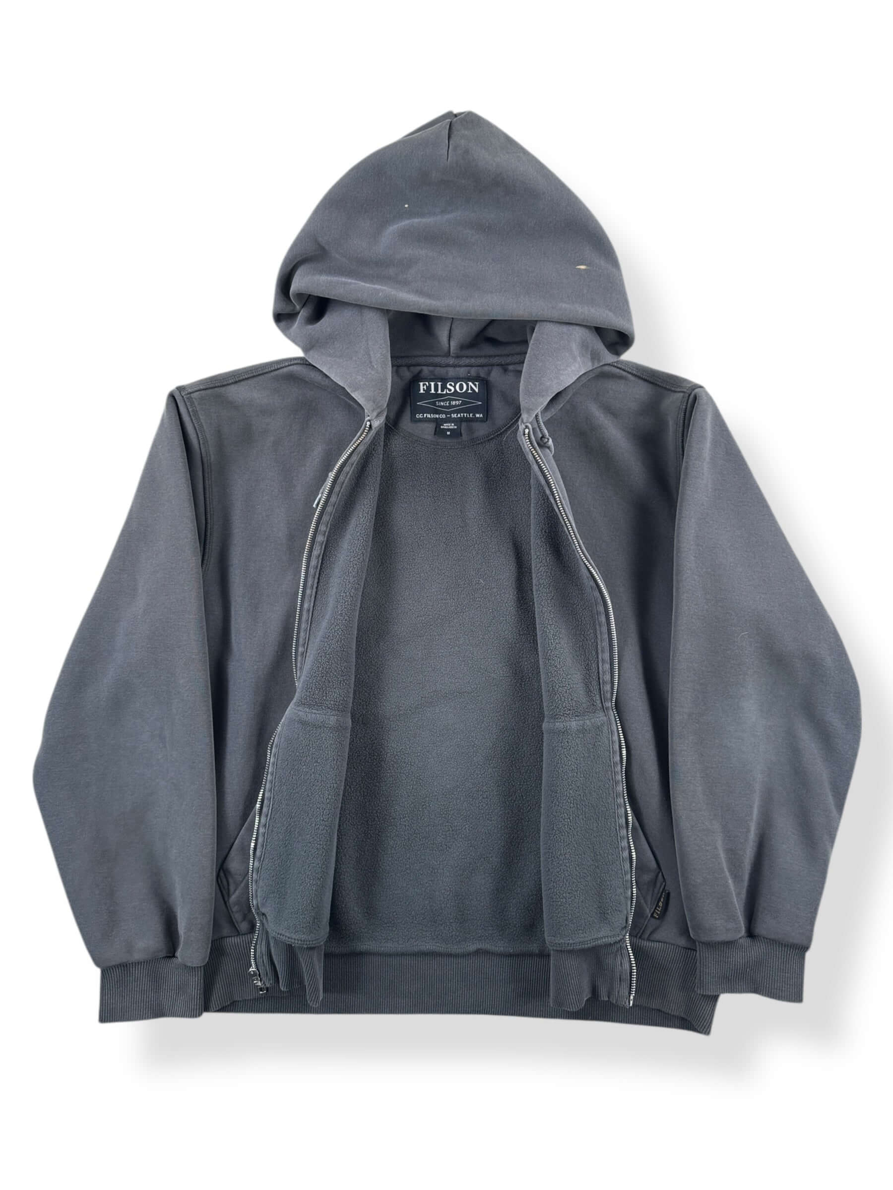 Inside of Filson Faded Black Prospector Hoodie SZ M