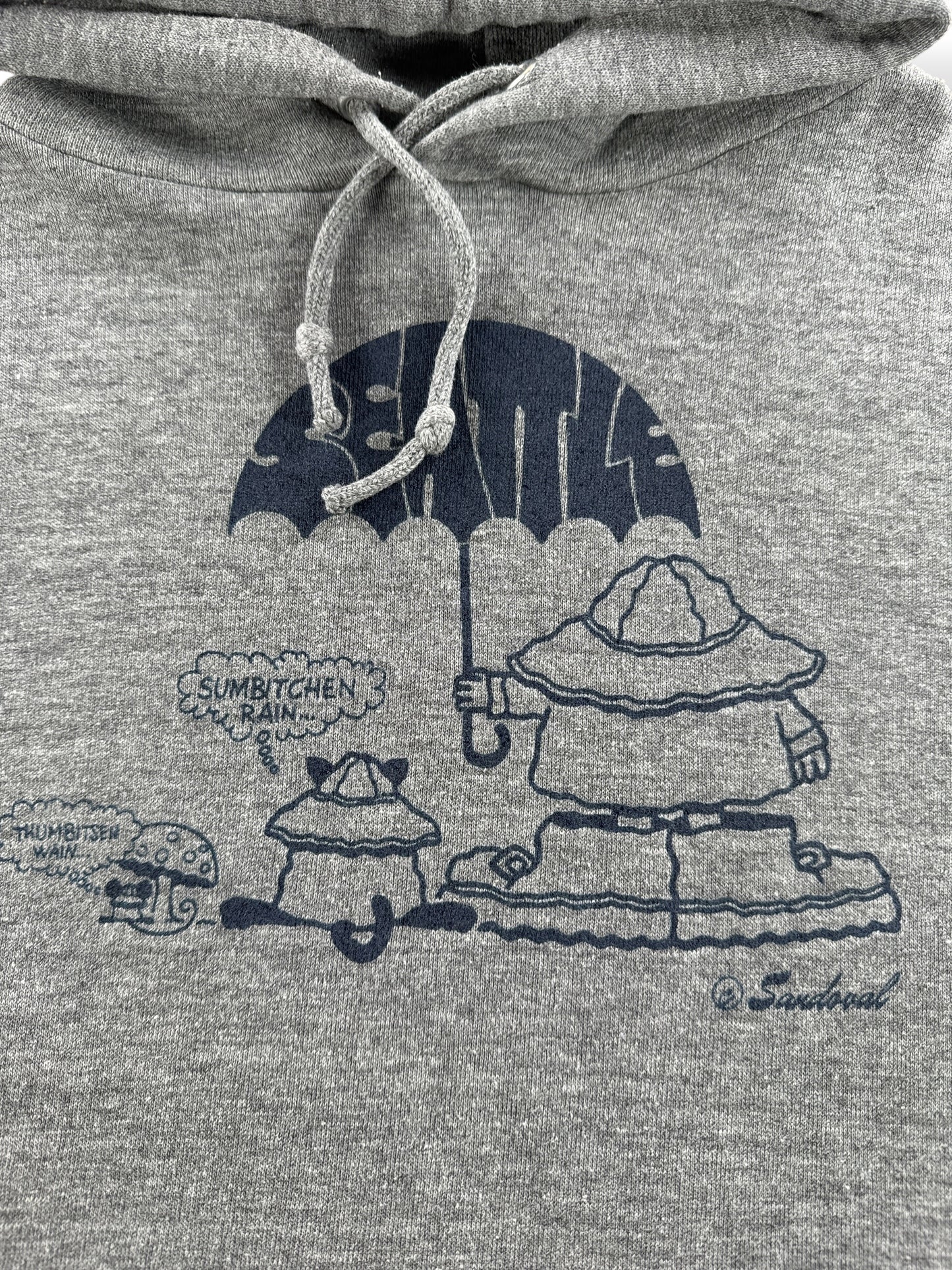 Graphic of Vintage Seattle Weather Hoodie SZ M (Fits S)