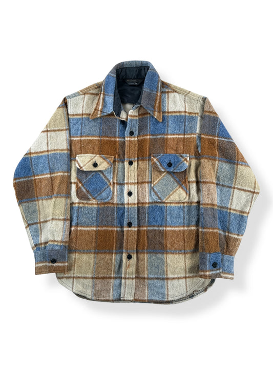 Front of Vintage JC Penney Blue and Beige CPO Flannel SZ M