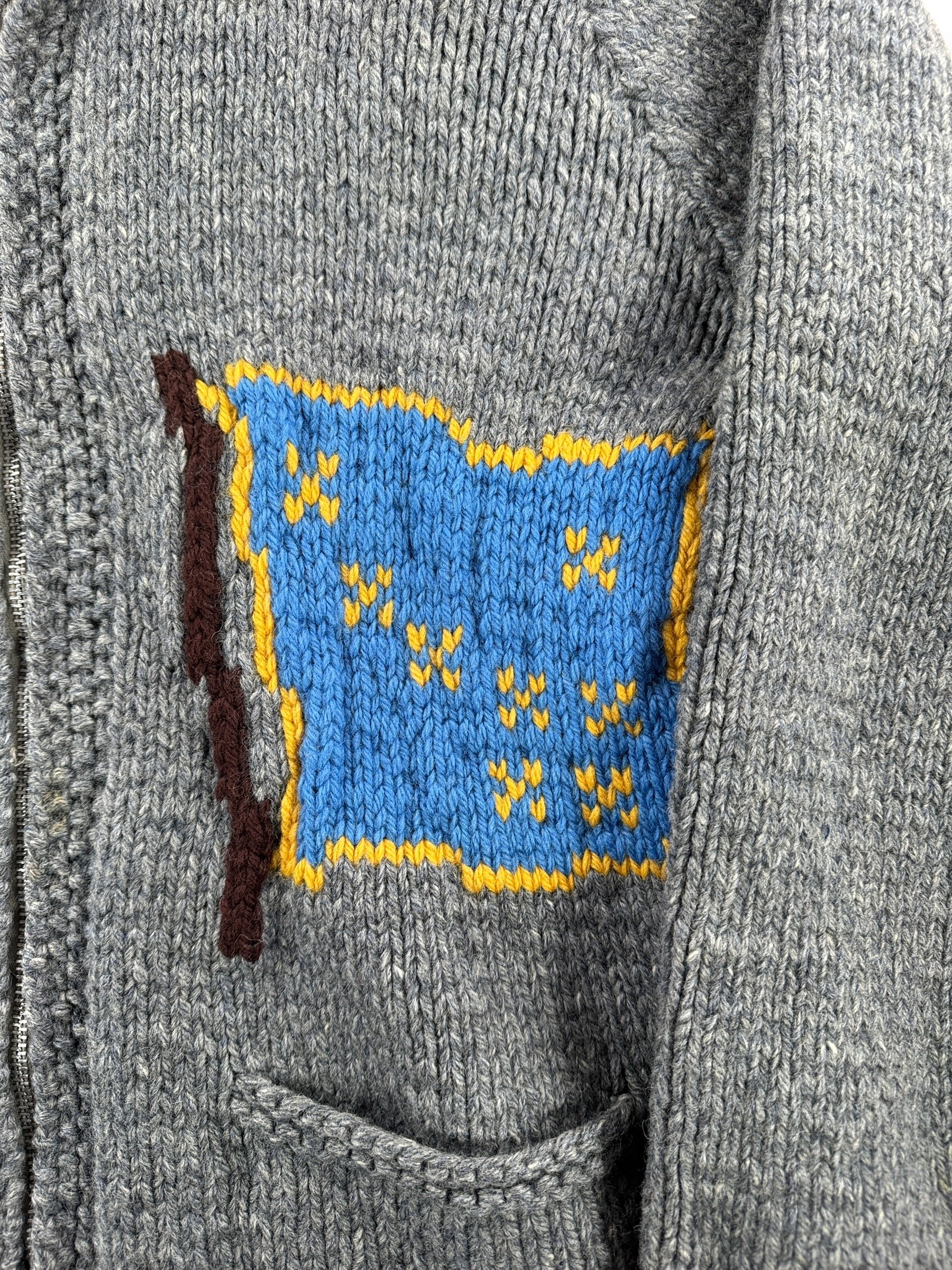 Design on Vintage Alaska Bush Plane Cowichan Style Sweater SZ XL