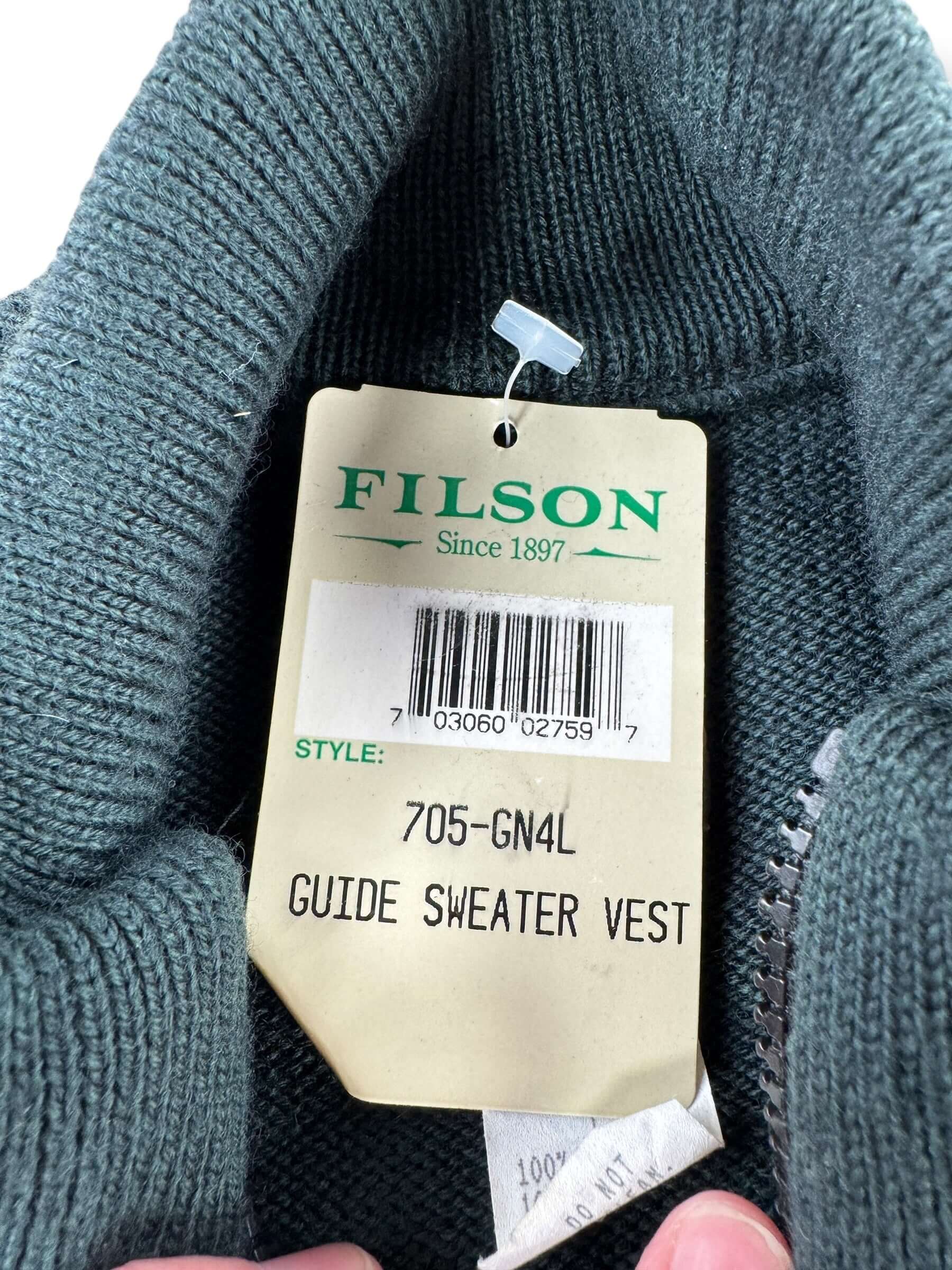 NOS Tag on Vintage NOS FIlson Guide Sweater Vest SZ L