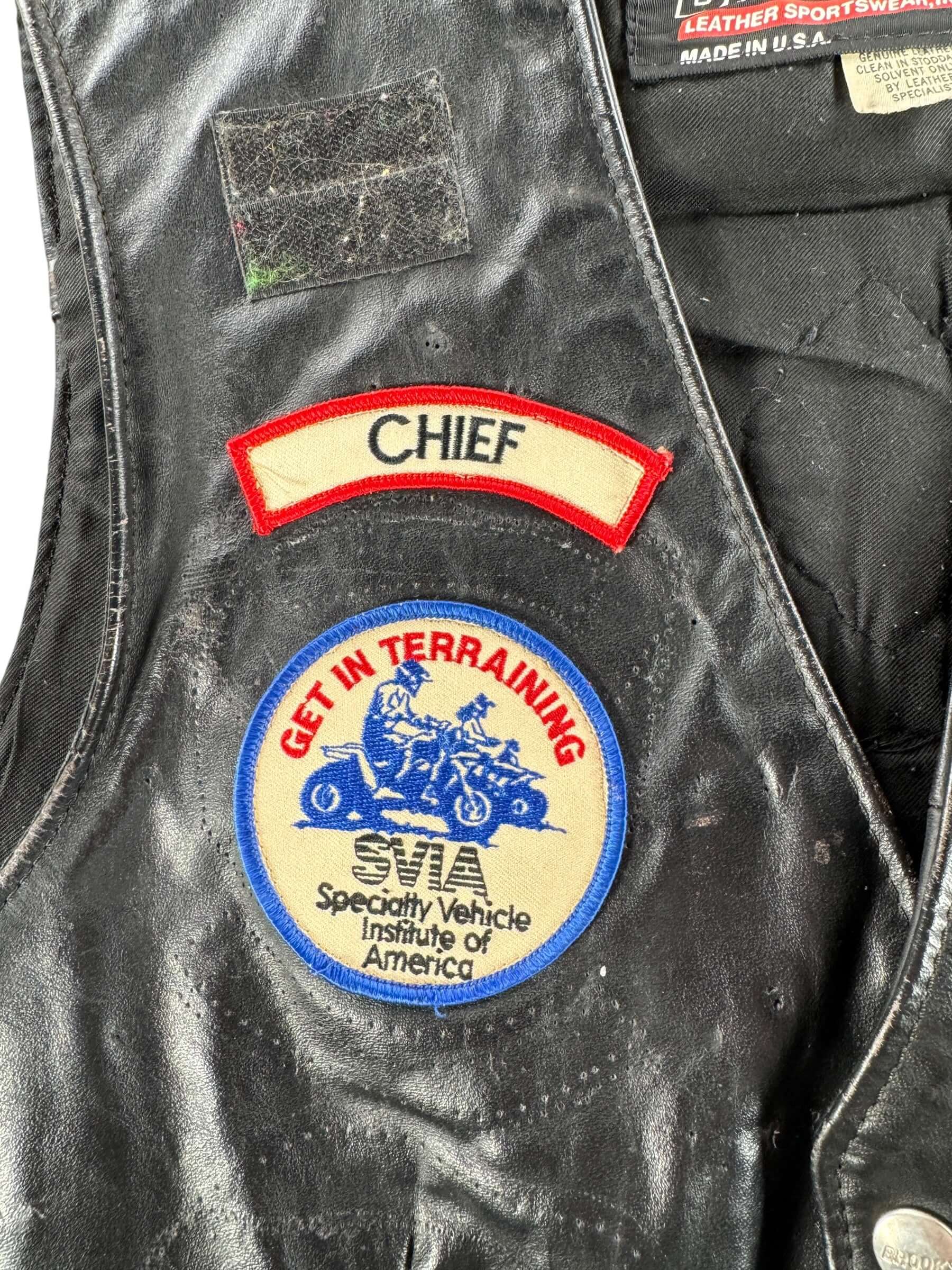 Patch on Vintage Honda Biker Leather Vest SZ XS