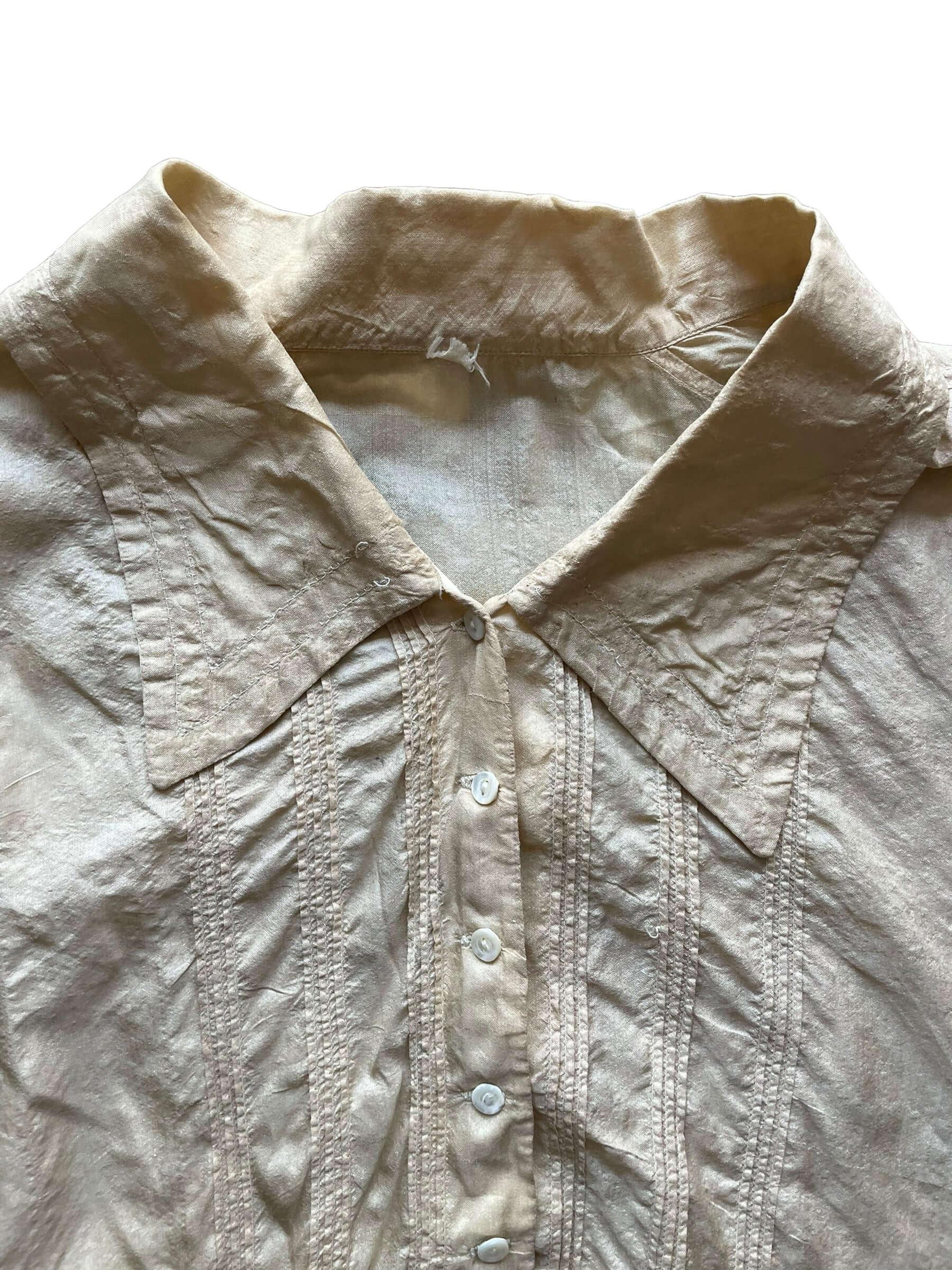 Collar view of 1900s Edwardian Silk Blouse L-XL