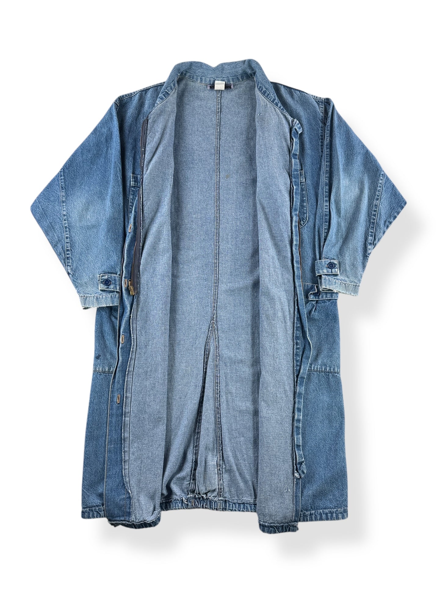 Inside of Vintage 80s Long Denim Duster Coat SZ XL