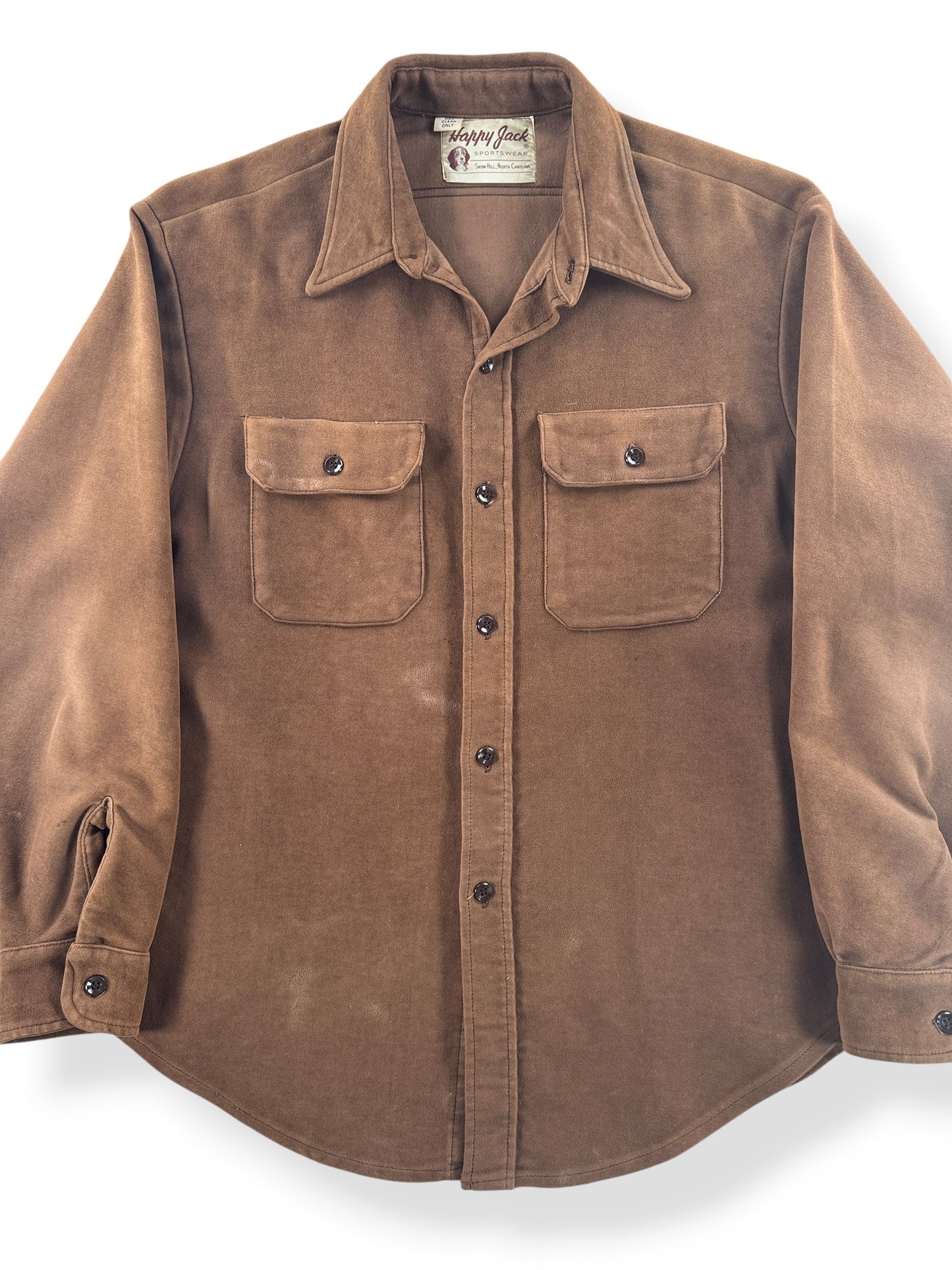Front Close Up of Vintage 70s Happy Jack Moleskin Shirt SZ L