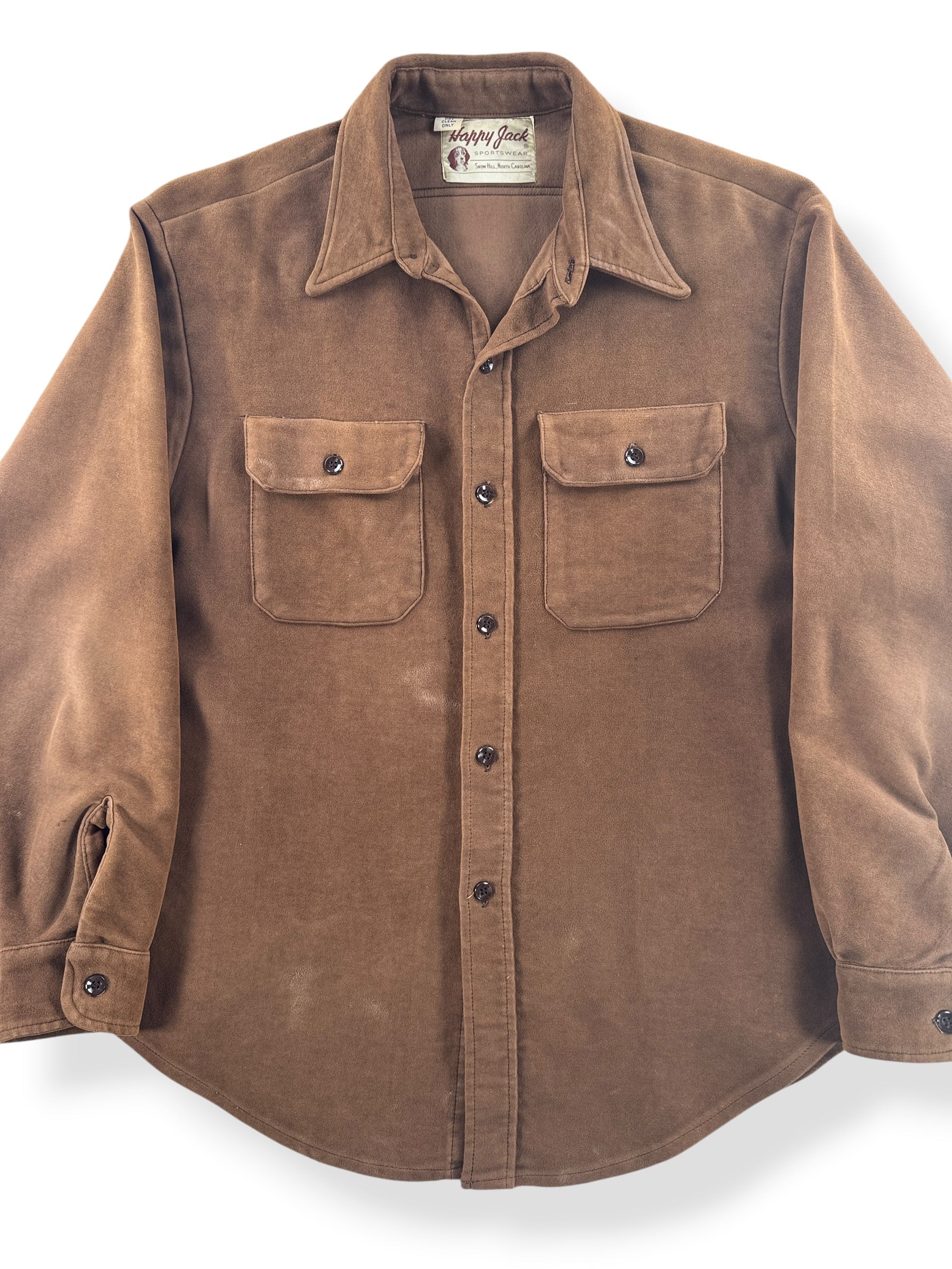 Front Close Up of Vintage 70s Happy Jack Moleskin Shirt SZ L