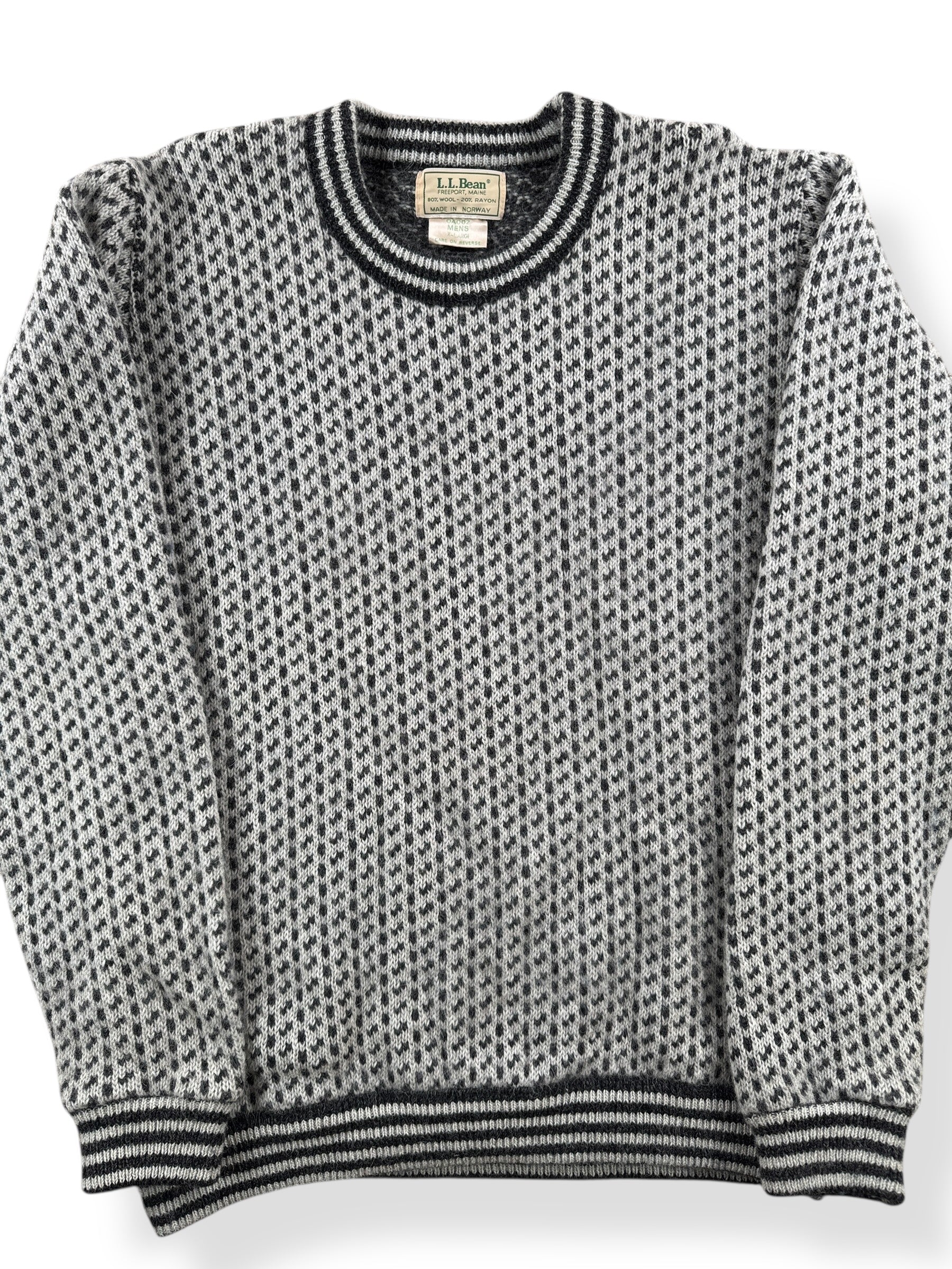 Front Close Up of Vintage L.L. Bean Nordic Birdseye Sweater SZ XL