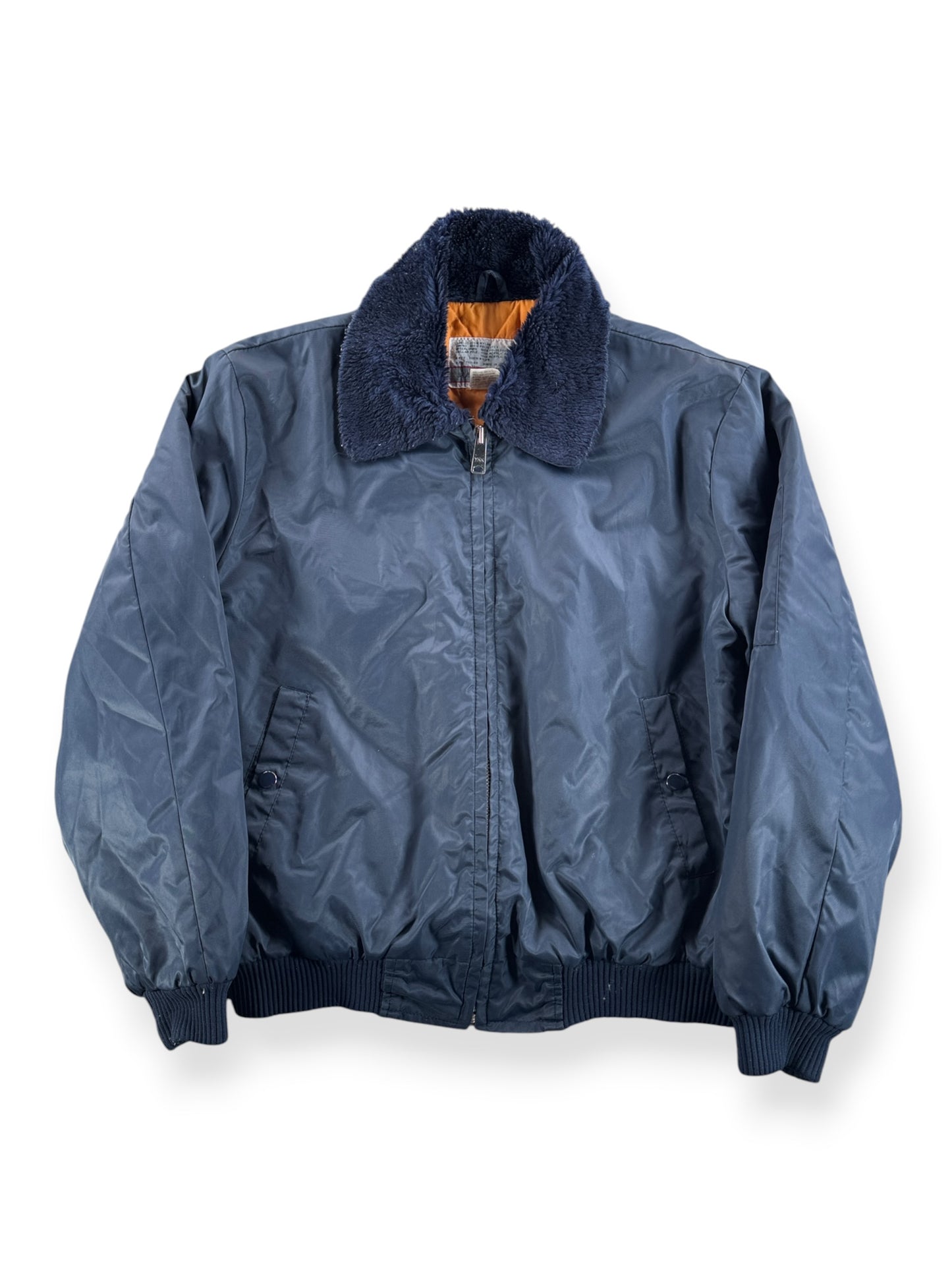 Front of Vintage Sears Navy Blue Bomber Jacket L