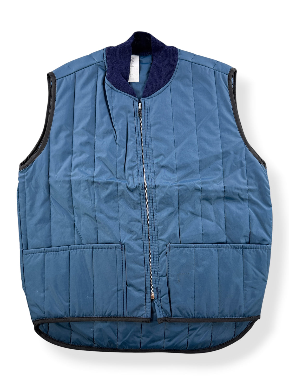 Front of Vintage Quilted Navy Blue Vest SZ M
