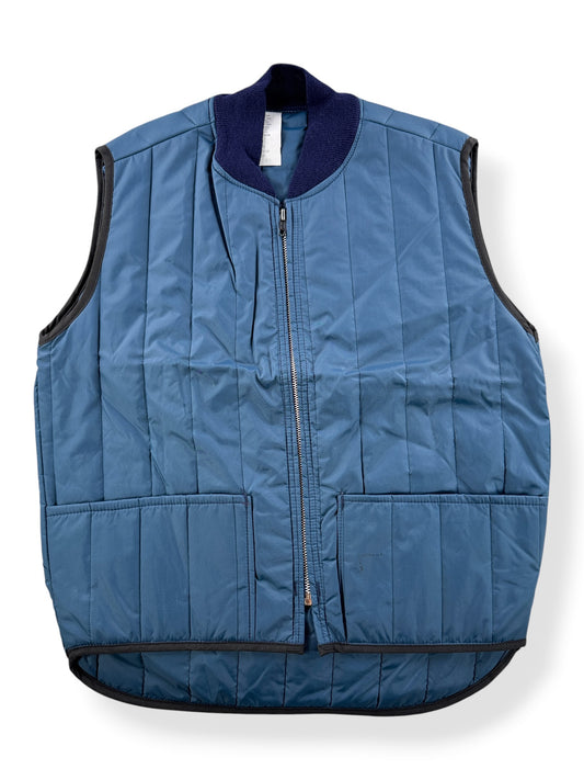 Front of Vintage Quilted Navy Blue Vest SZ M