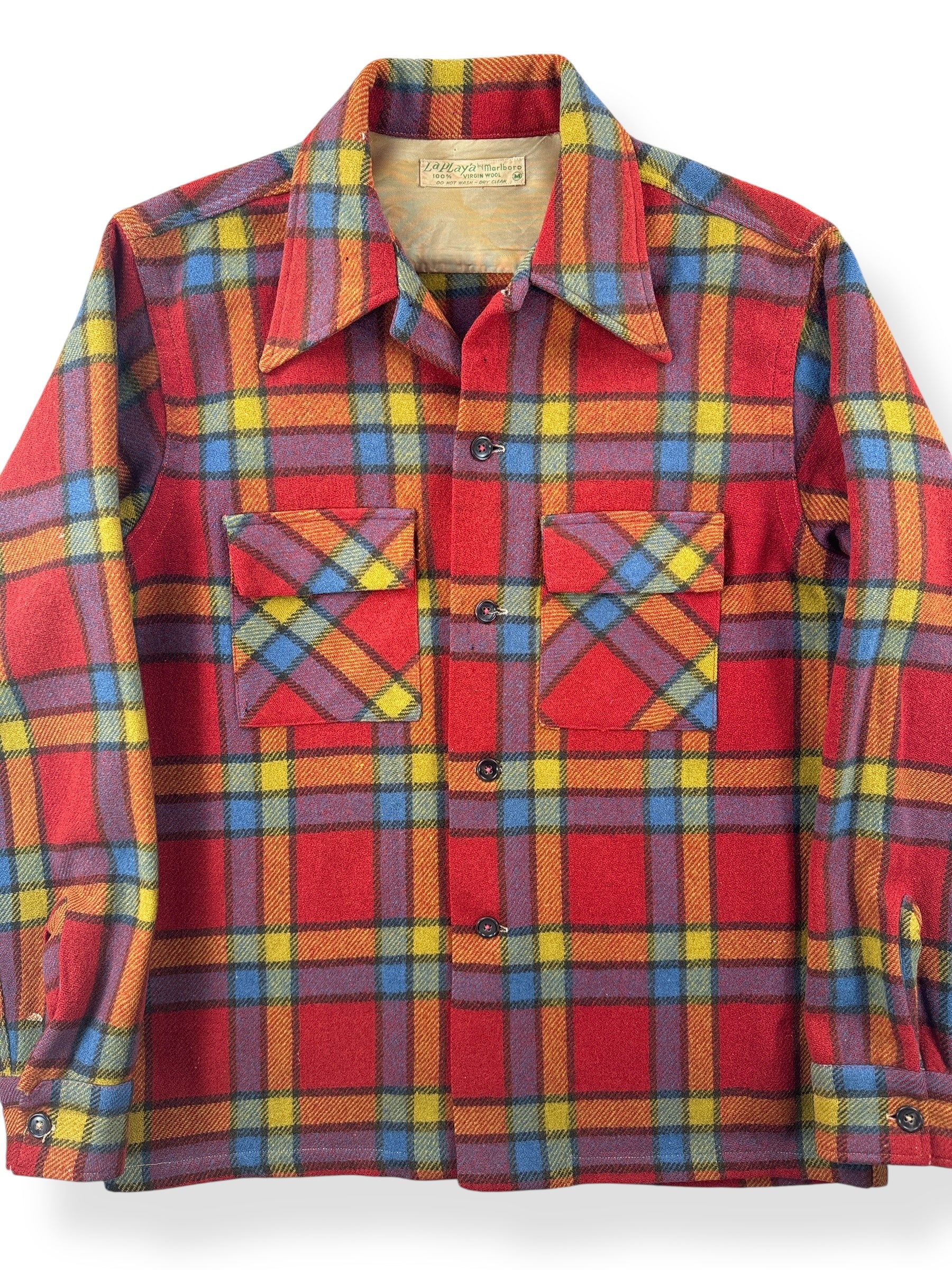 Front Close Up of Vintage La Playa by Marlboro Wool Flannel SZ M