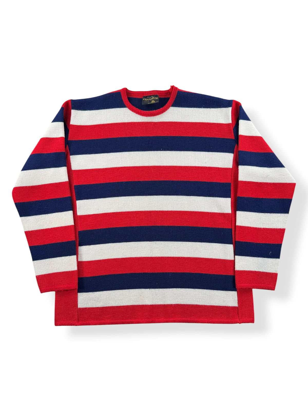 Front of Vintage Charles Wolf Striped Wool Sweater SZ L