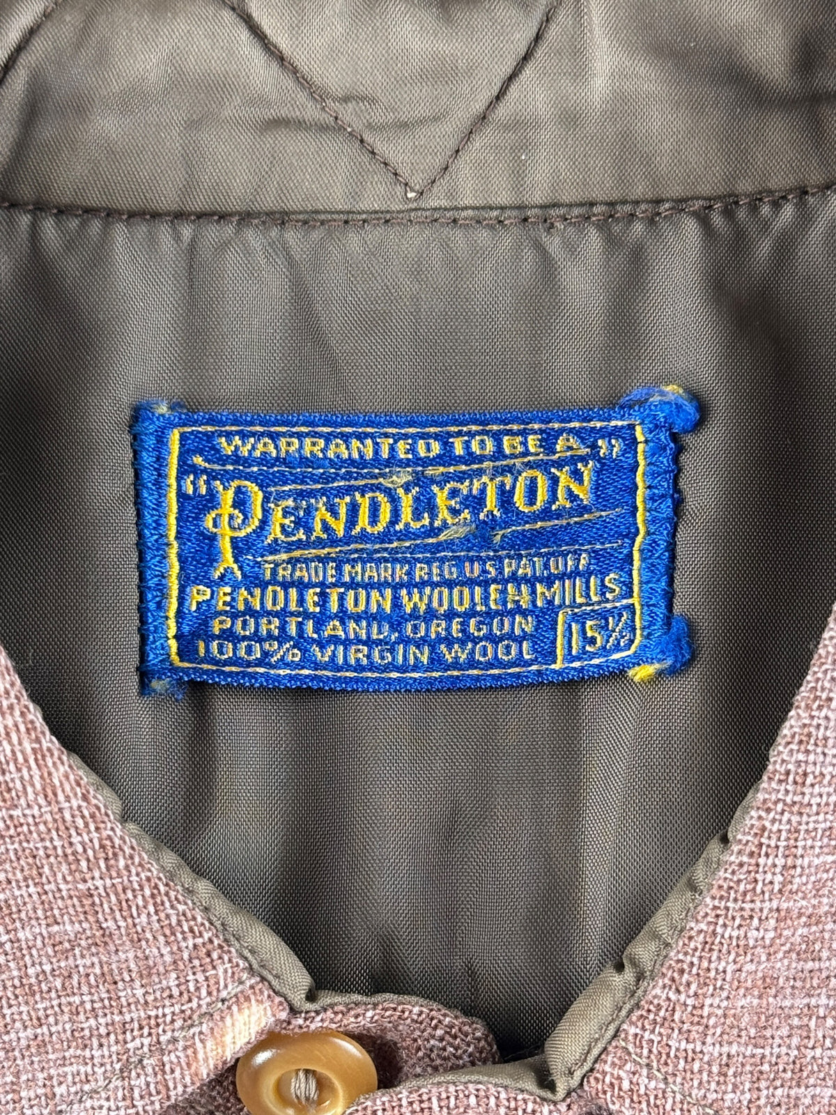 Label on Vintage 60s Pendleton Shadow Plaid Flannel SZ M