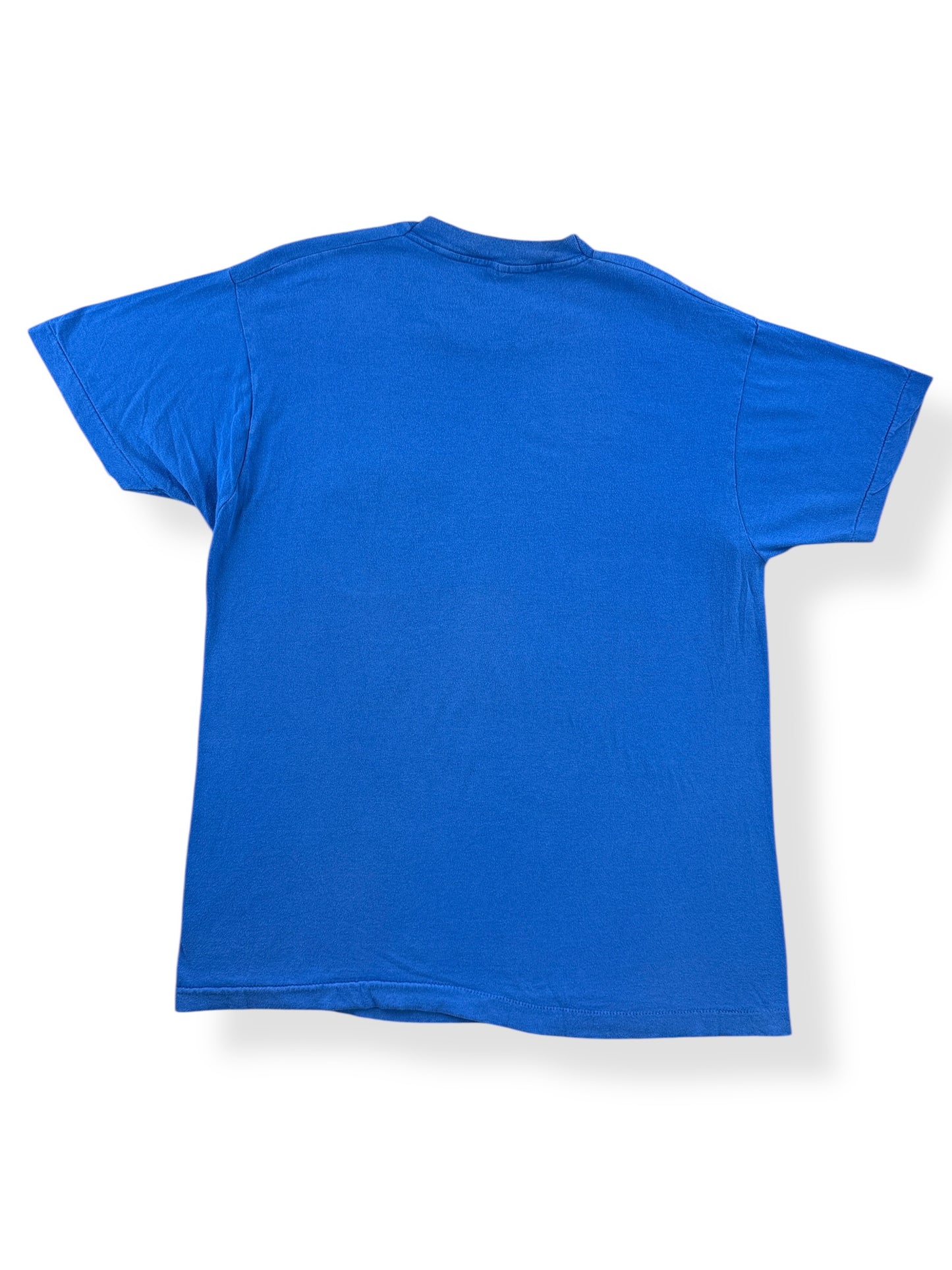 Back of Vintage Fruit of the Loom Blue Pocket Tee SZ XL (Fits L)