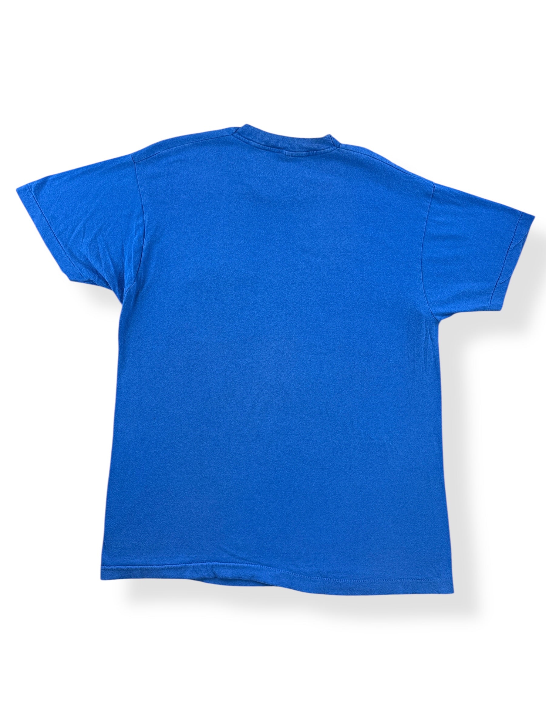 Back of Vintage Fruit of the Loom Blue Pocket Tee SZ XL (Fits L)