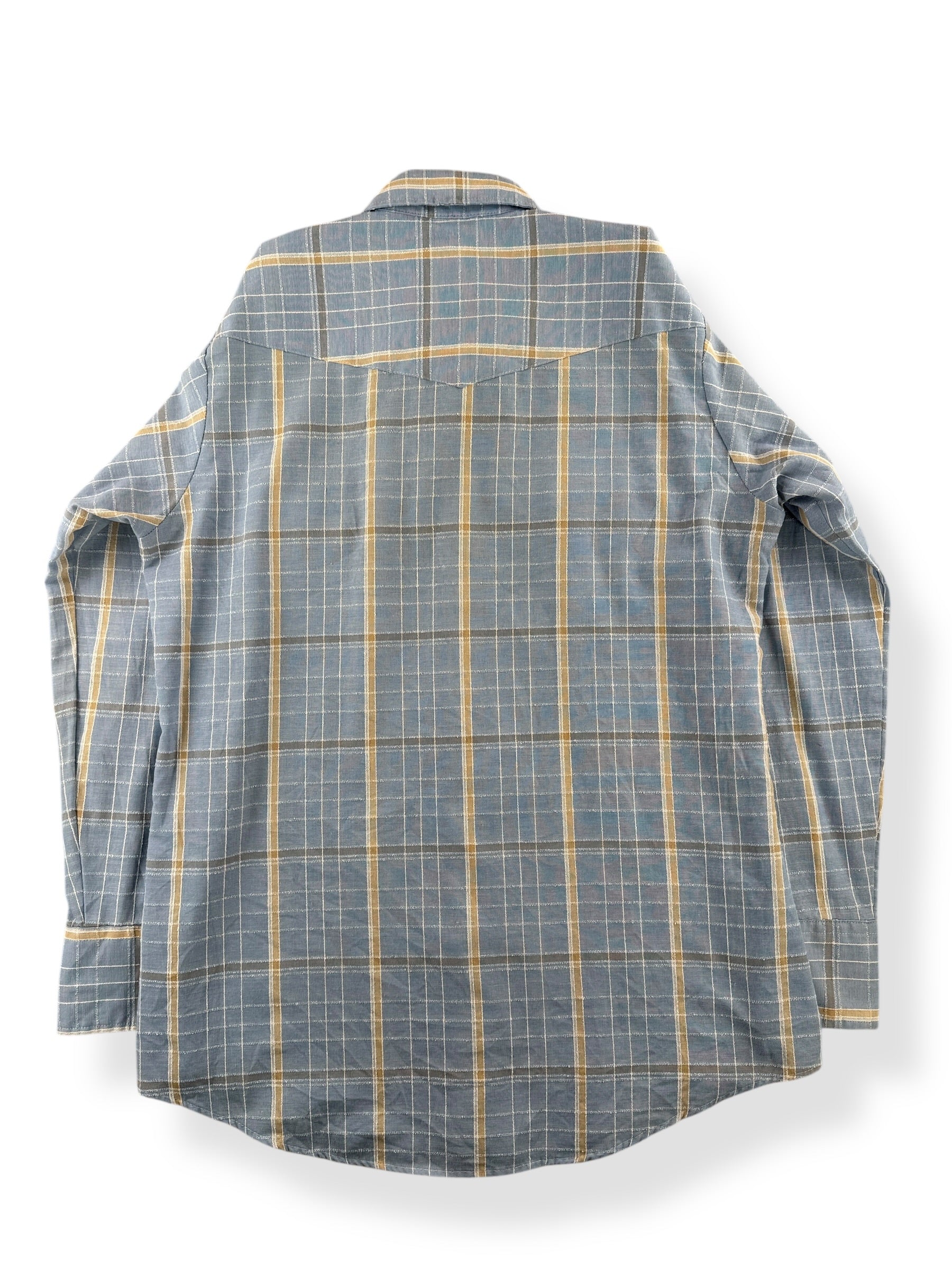 Back of Vintage Karman Cotton/Poly Pearl Snap Western Shirt SZ L