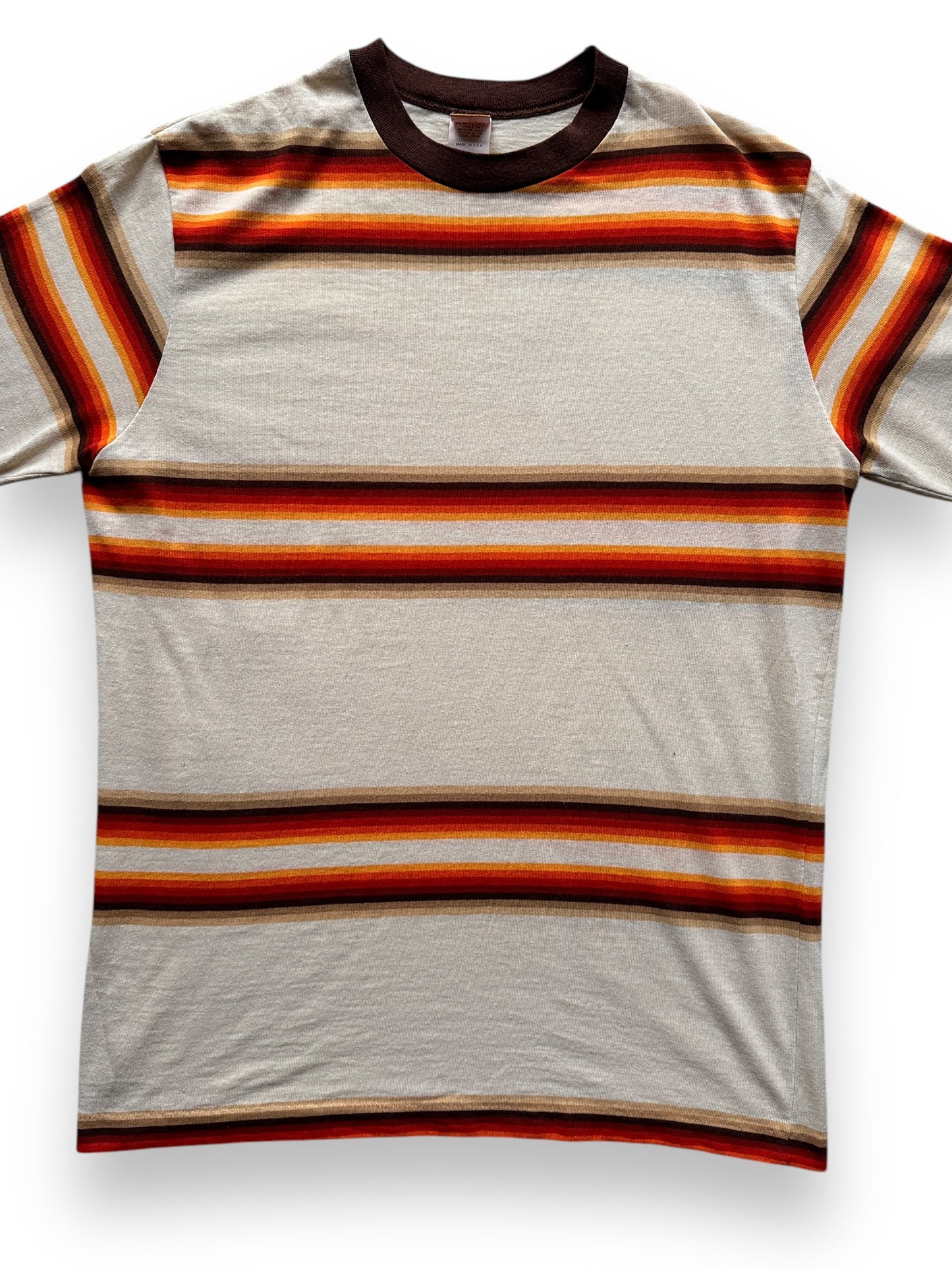 front close up of Vintage 70s Jantzen Striped Cotton Tee Size M