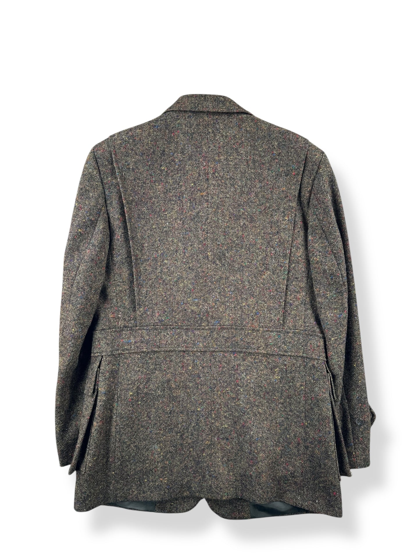 Back of Vintage J Peterman Belted Wool Tweed Jacket SZ M