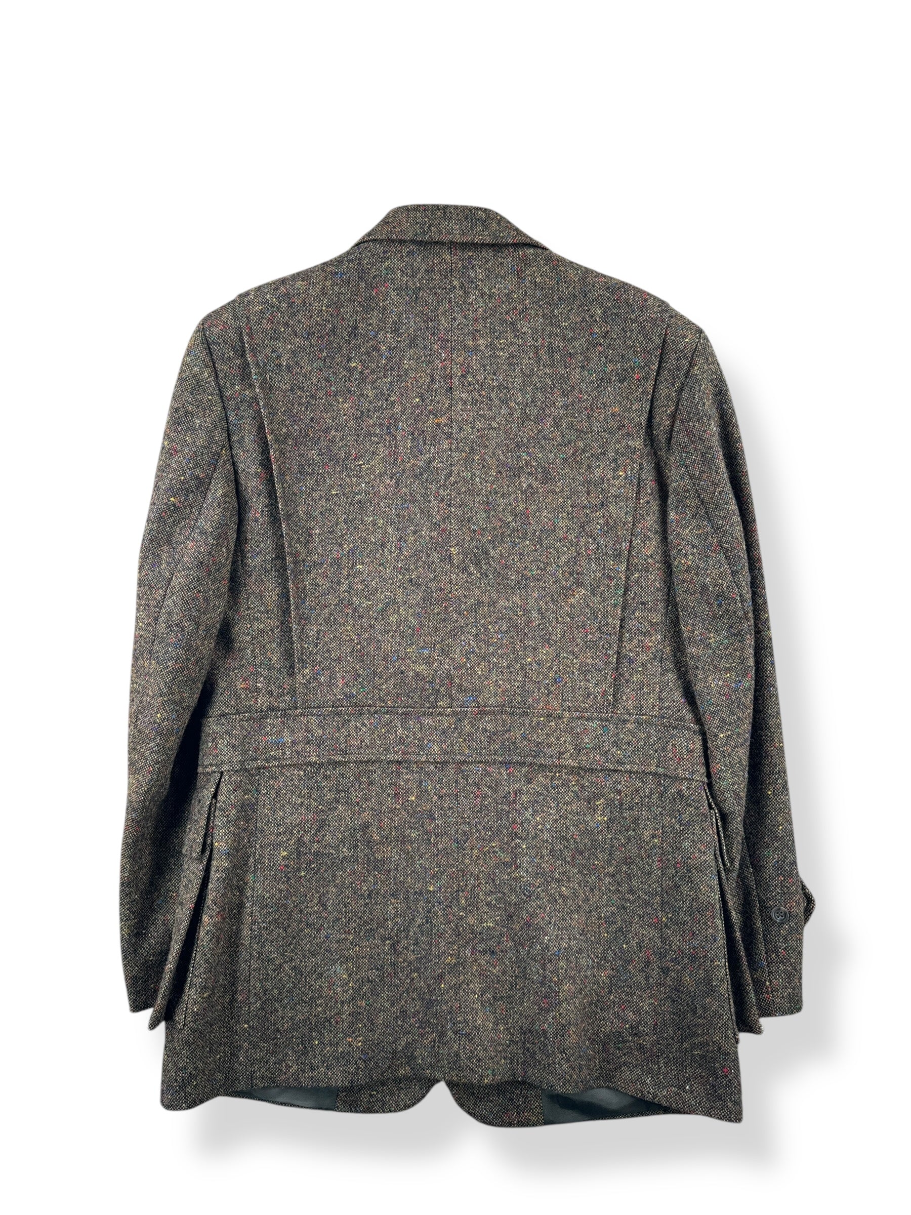 Back of Vintage J Peterman Belted Wool Tweed Jacket SZ M