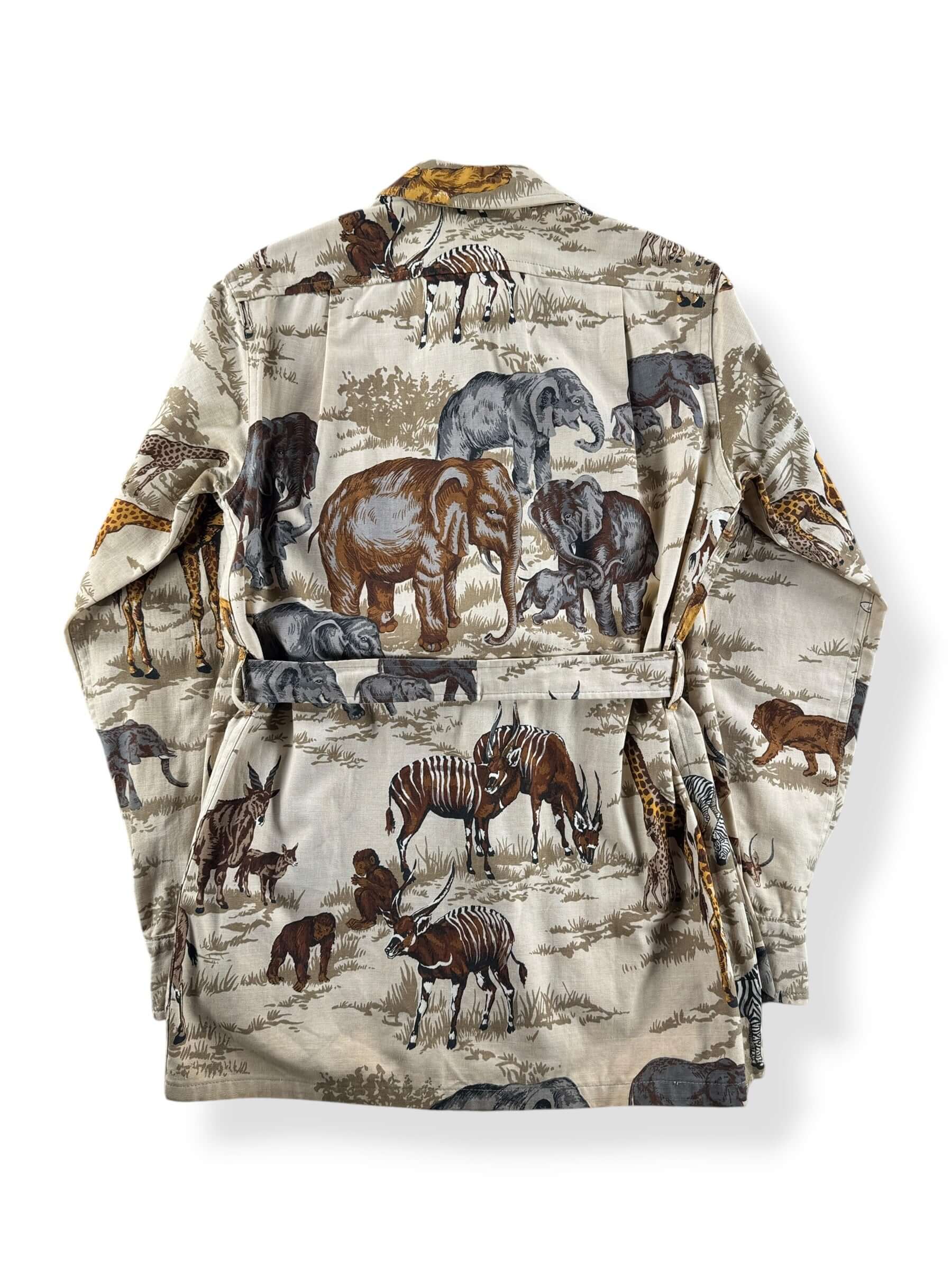 Back of Vintage 60s Abercrombie & Fitch Safari Animal Print Jacket SZ 10 (Fits XS/S)