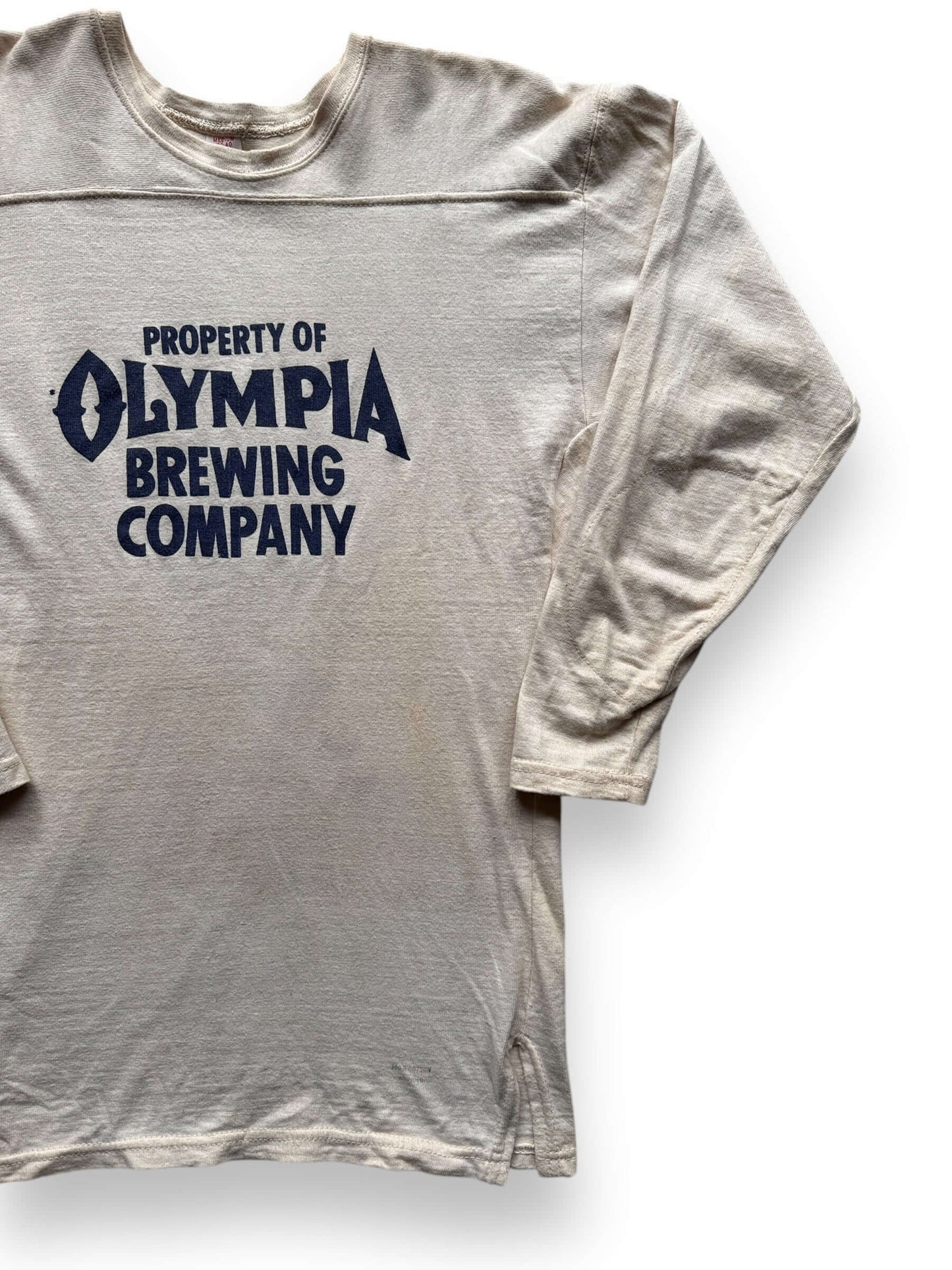 front left of Vintage Olympia Brewing Company Football Jersey SZ M