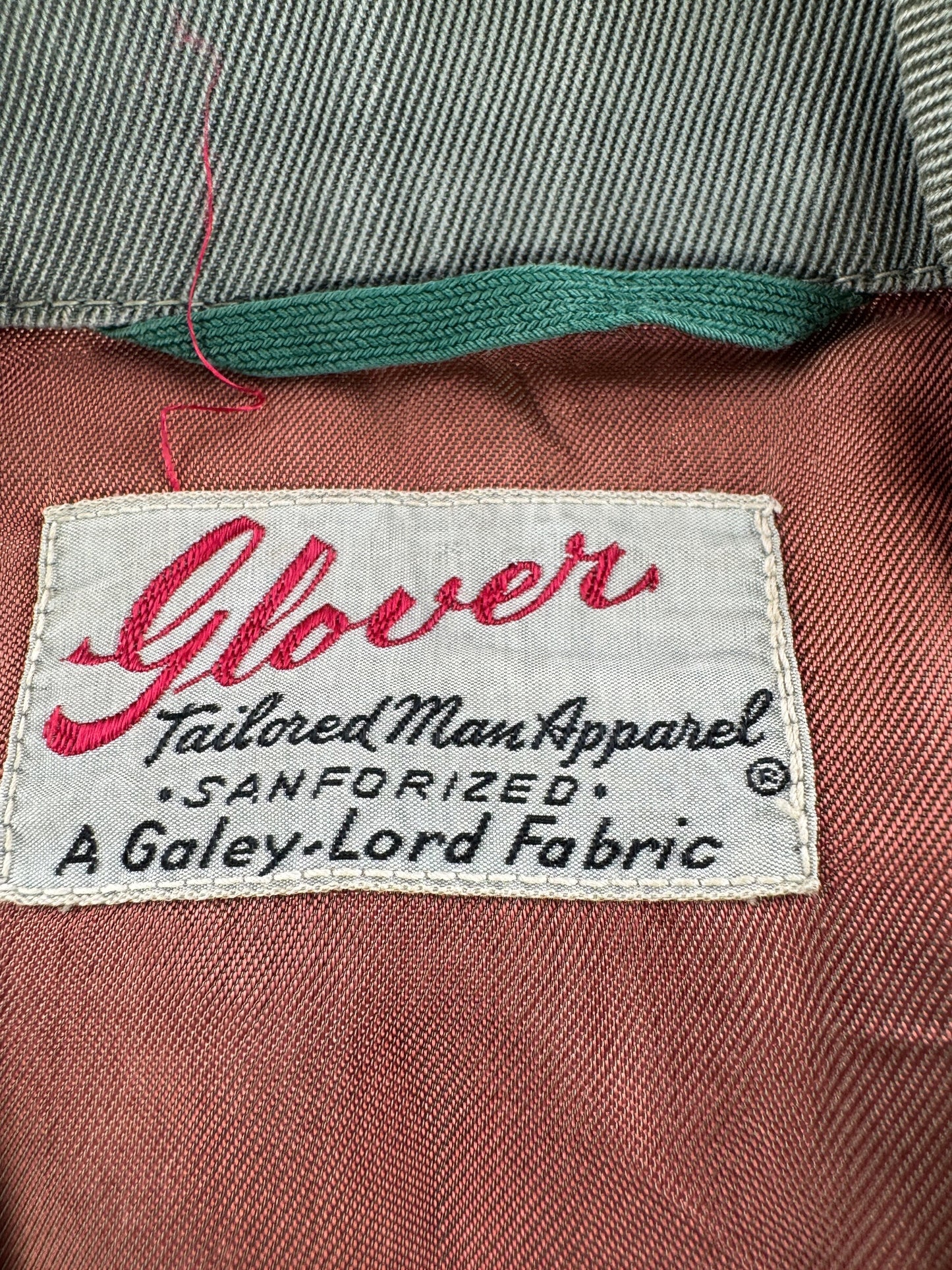 Label on Vintage 40's/50's Glover Cotton Twill Jacket SZ M