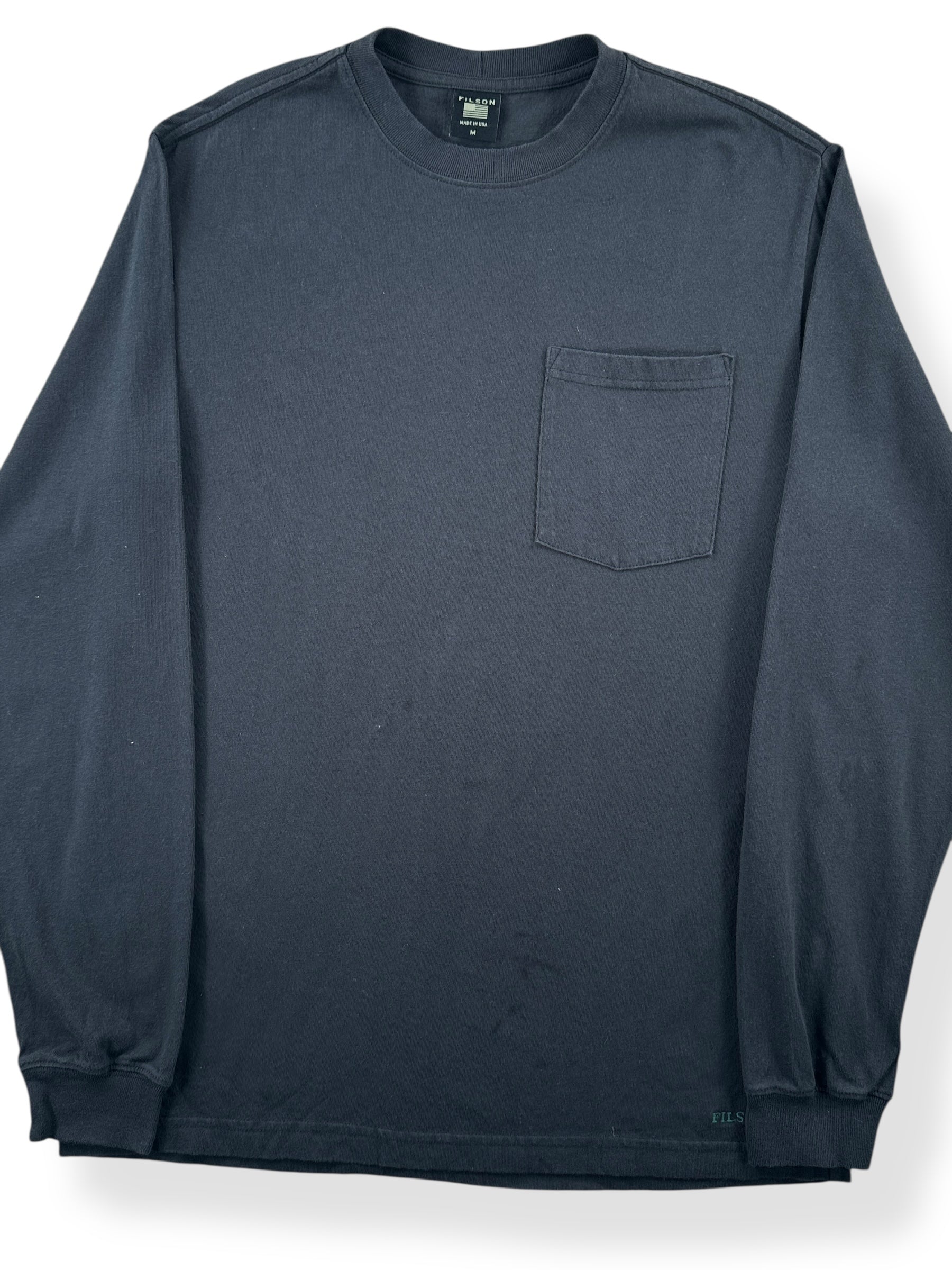 Front Close Up of Filson Long Sleeve Black Tee SZ M