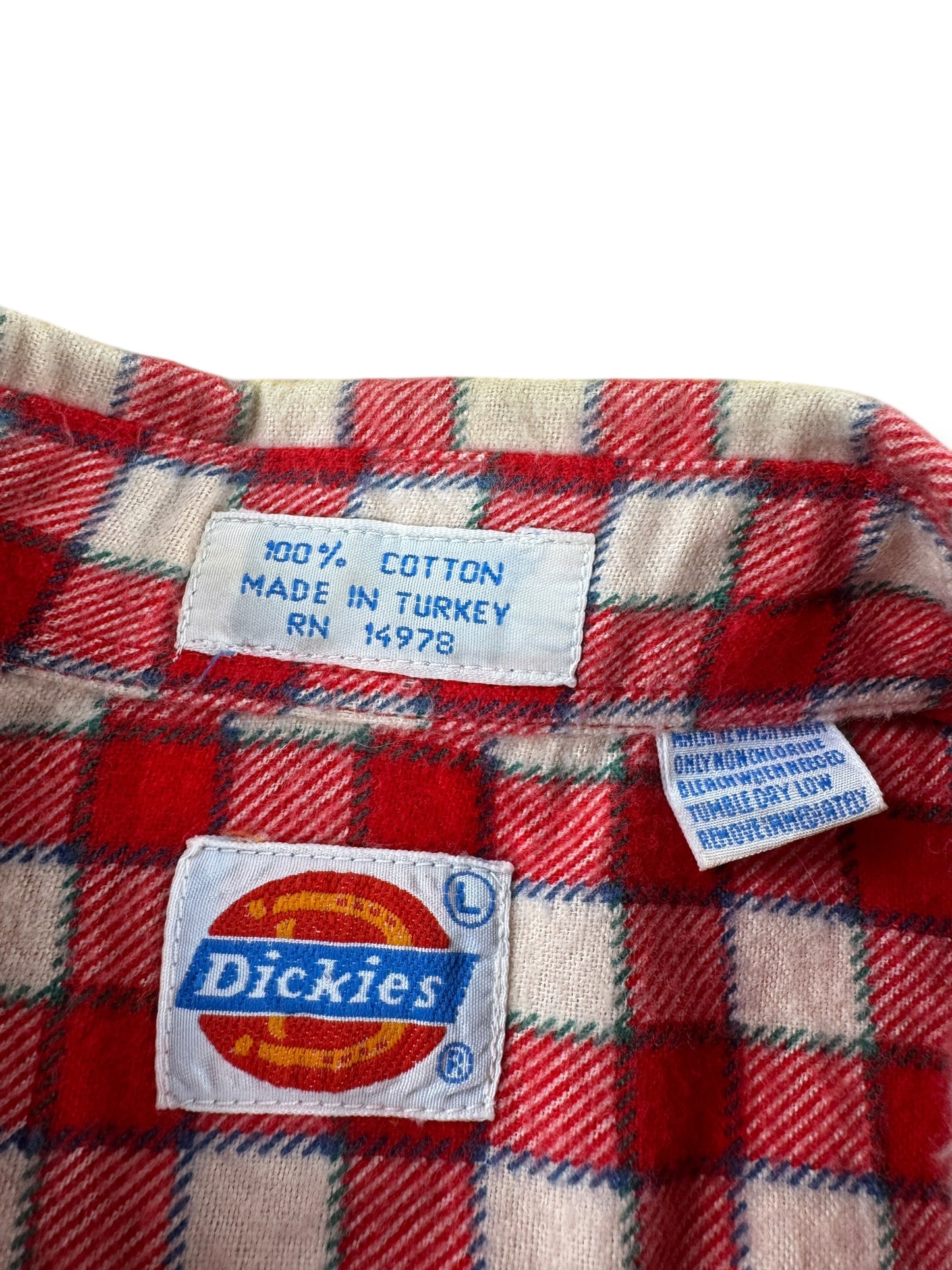 Tag on Vintage Dickies Cotton Printed Flannel SZ L