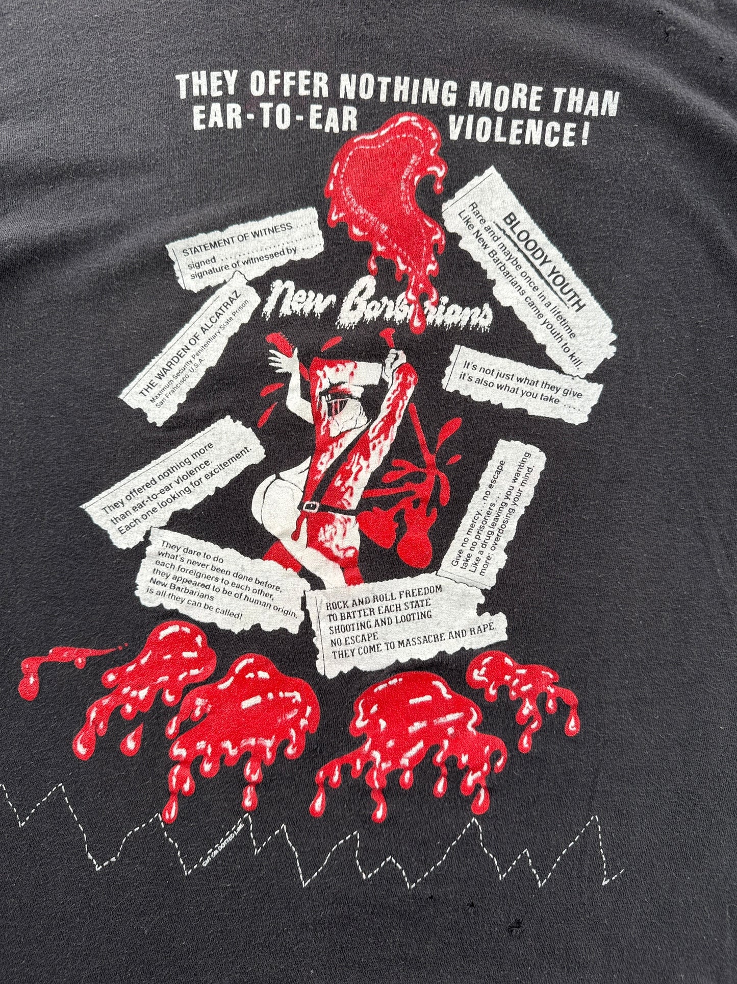 Front graphic on Vintage Keith Richards New Barbarians Tee SZ M (Fits S)