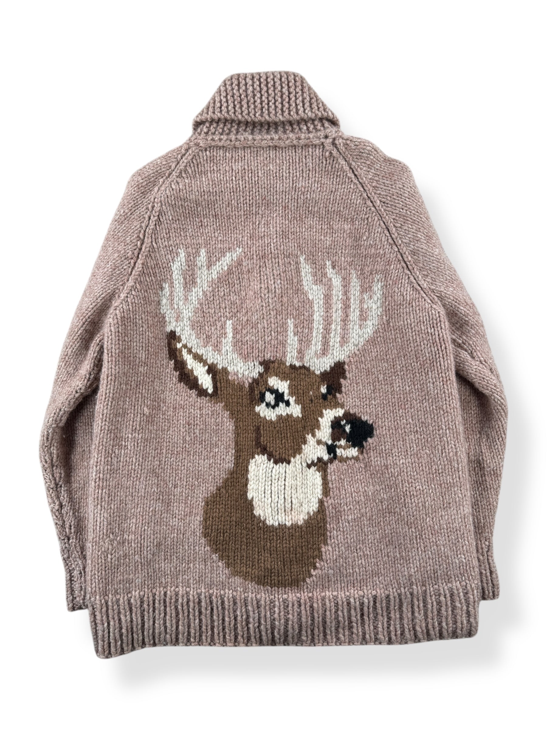 Back of Vintage Deer Button Cowichan Style Sweater SZ M