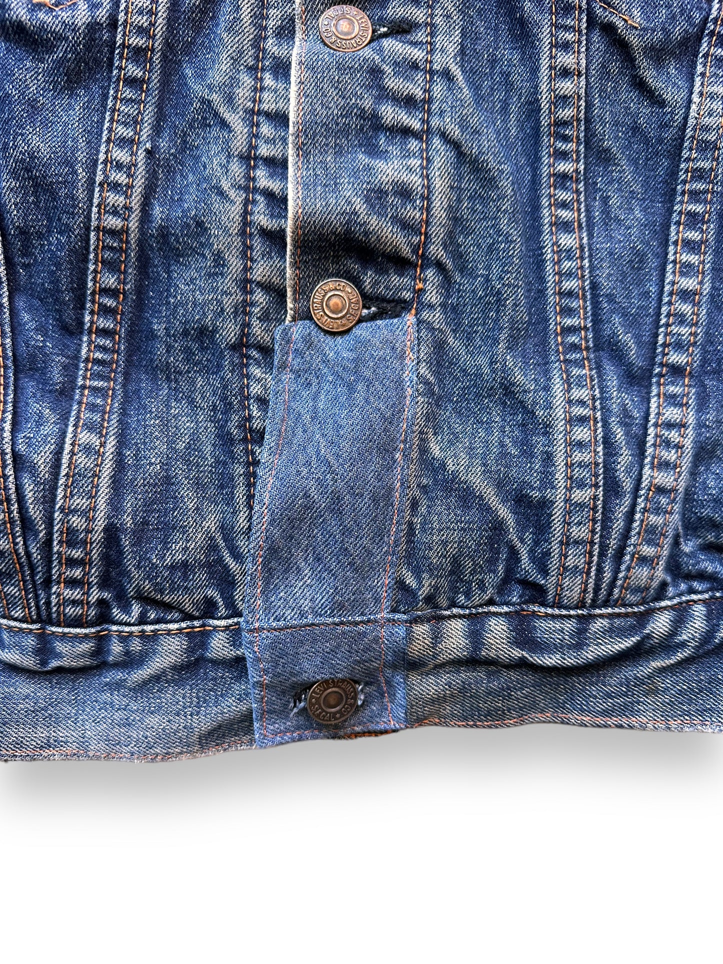 Placket Repair on Vintage Levi's Big E Blanket Lined 70505 Denim Jacket SZ 40 | Vintage Denim Workwear Seattle | Seattle Vintage Denim